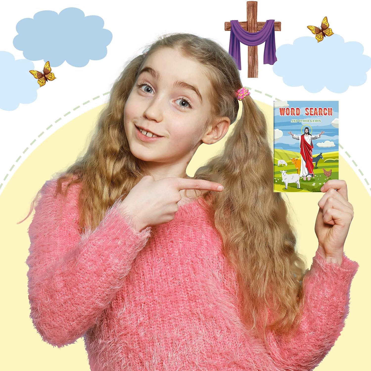 Hungdao 48 Pcs He is Risen Easter Mini Activity Books for Kids Mini Christian Coloring Challenging Games Activity Books Bulk for Easter Party Favors Basket Stuffers Class School Supplies