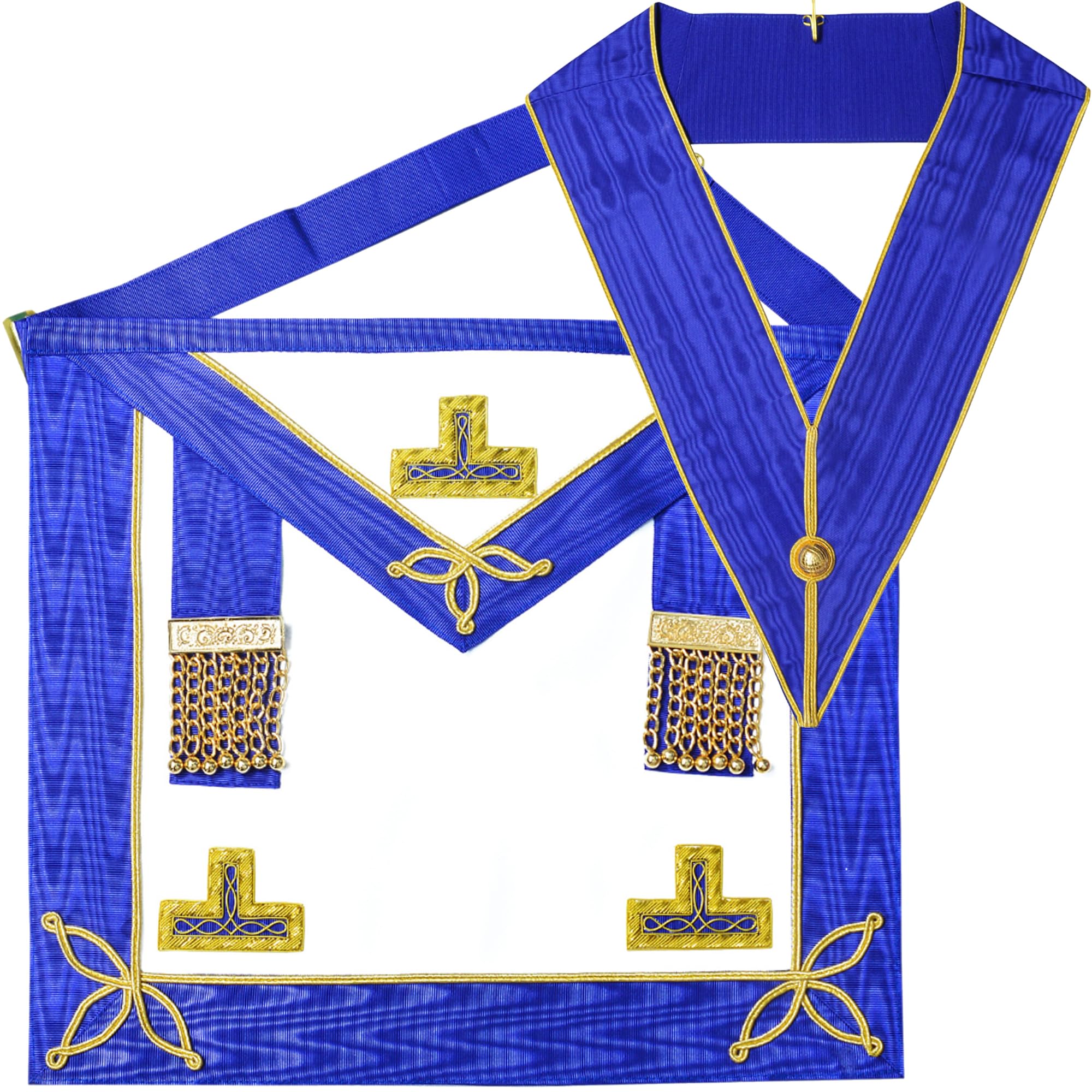 TELSA UK Masonic Regalia Provincial Undress Collar and Apron Set, Lambskin, 16x14 Inch Apron with 32-46 Inch Adjustable Belt, Freemason apron