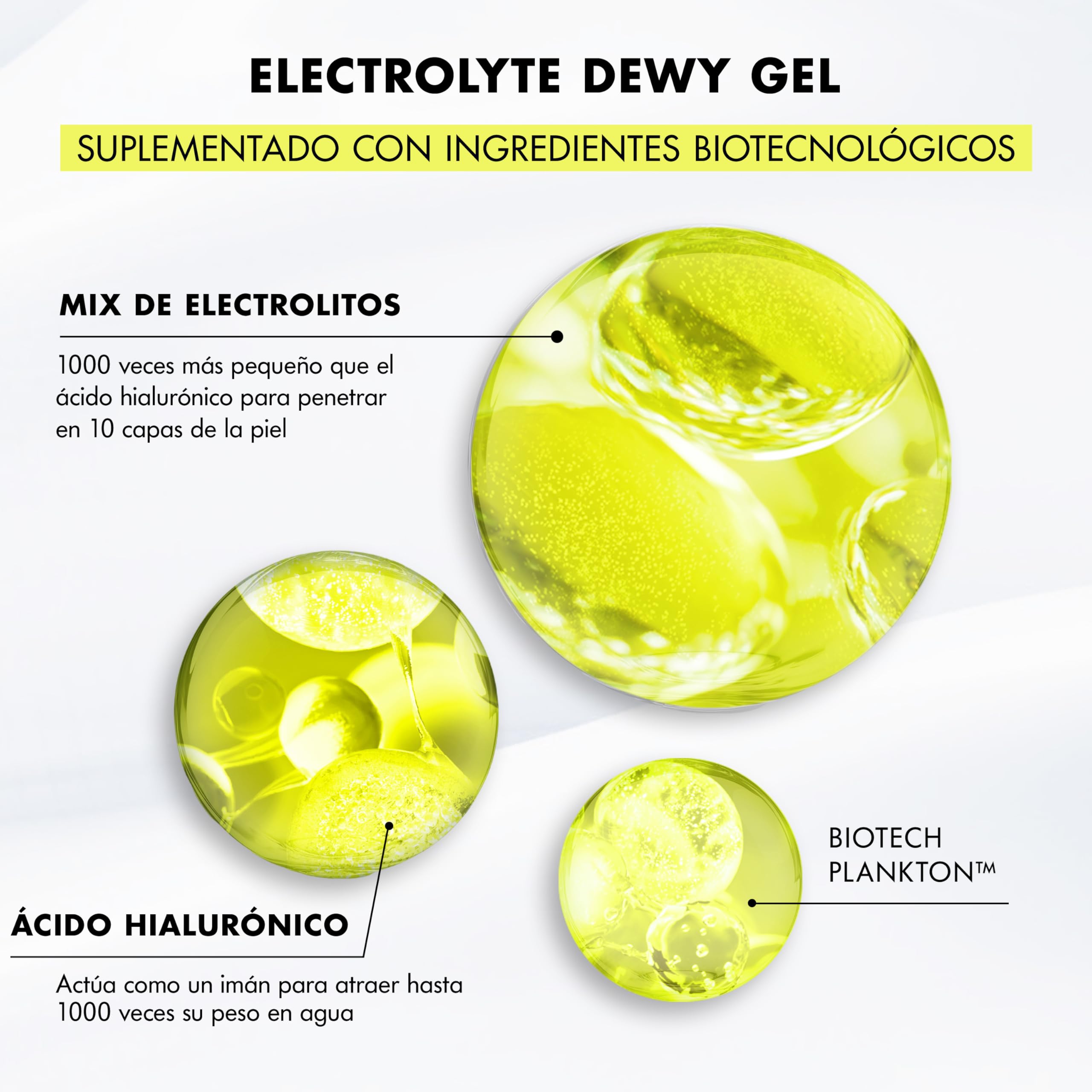 Biotherm, Aquasource+ Electrolyte Dewy Gel 100H, gel hidratante con mix de electrolitos y Hyalu B3, Fórmula sin alcohol para una hidratación intensa, Piel radiante y más rellena, 30 ml