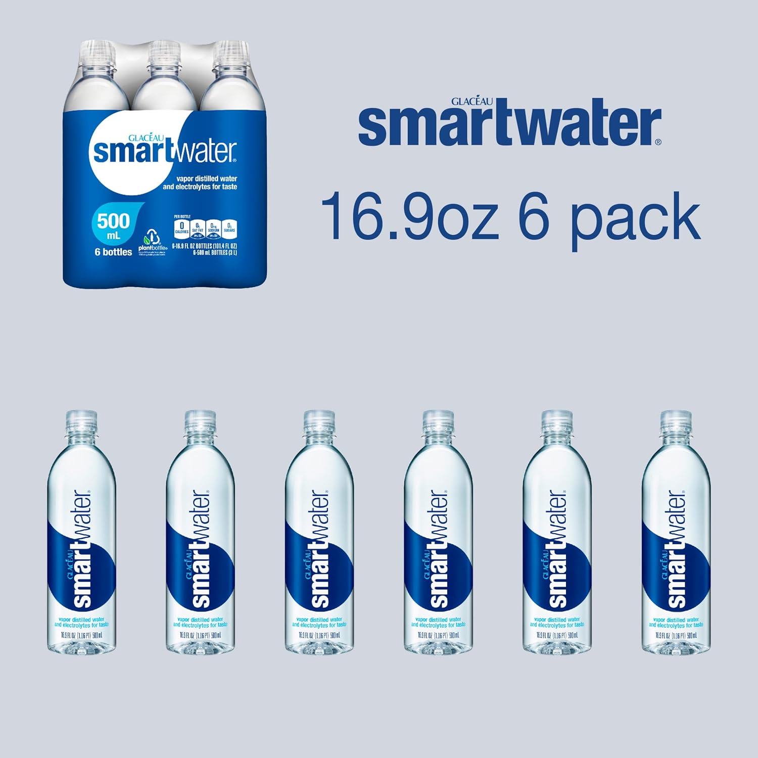Glaceau Smartwater, Vapor Distilled Water, 16.9 Fl Oz