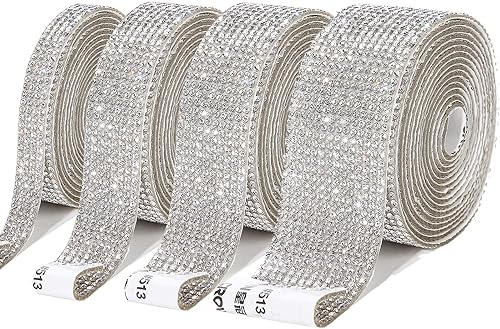 4 rollos4 yardas de cinta autoadhesiva de diamantes de imitación de cristal, calcomanía de diamantes de imitación para decoración de auto y regalo
