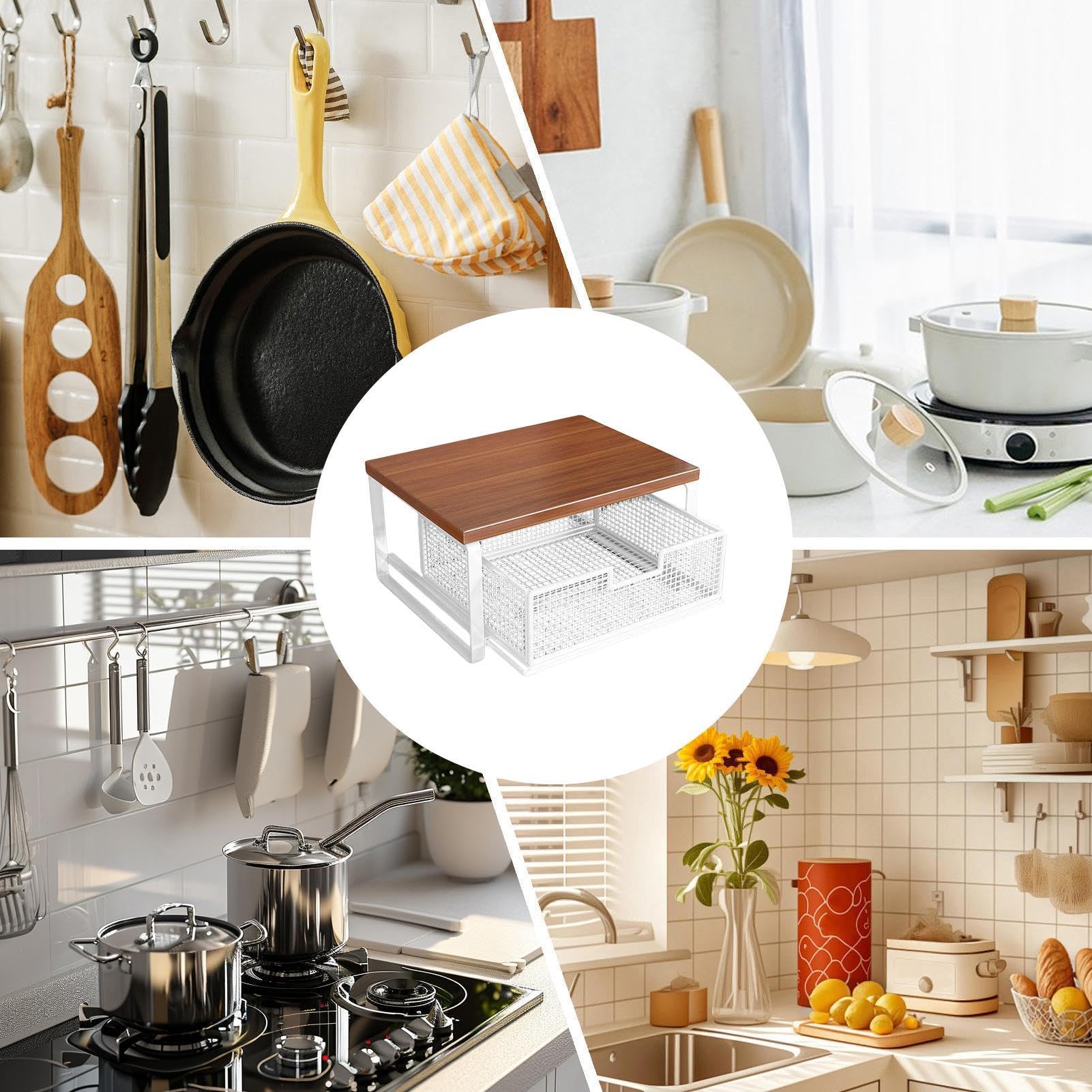 Supporto per Stampante Organizer a 2 Ripiani | Tavolino per Stampante Domestica per Casa Scuola Cucina Postazione Lavoro Sala Hobby Forno