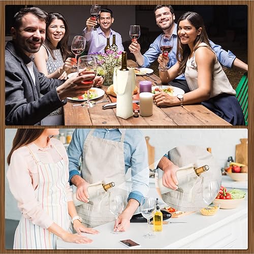 Miniatura 7 de Hoolerry Bolsa de vino de lona con asa para sublimación en blanco, bolsa de regalo, reutilizable, lavable, para vino, 12 unidades