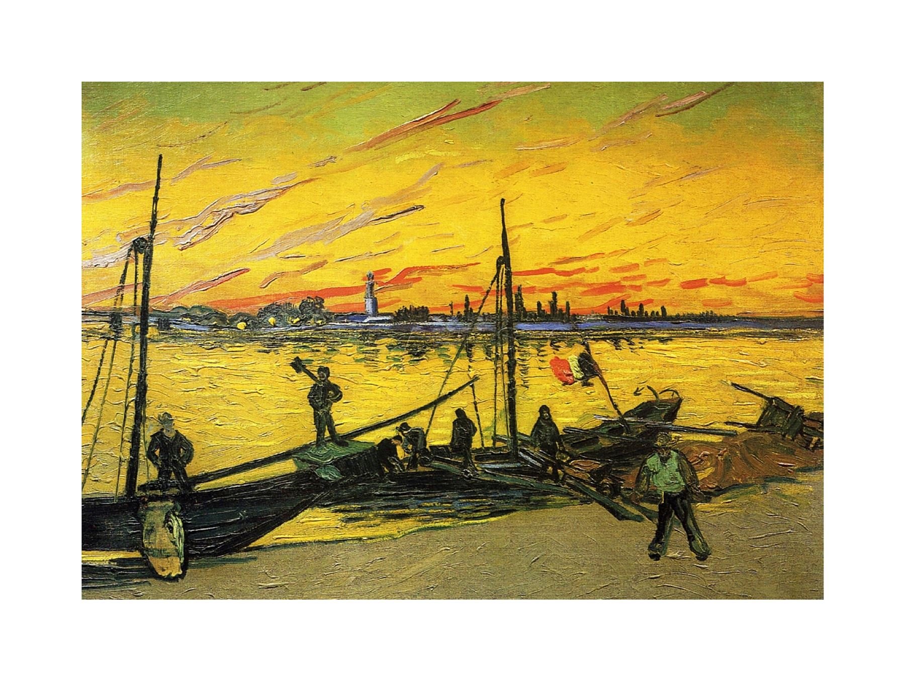 Wee Blue Coo Van Gogh Coal Barges 1888 Painting Art Print Wood Frame Picture F12X1616