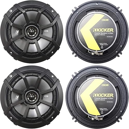 KICKER CS Series CSC65 - Altavoz de audio para automóvil de 6.5 pulgadas con woofer (2 pares)