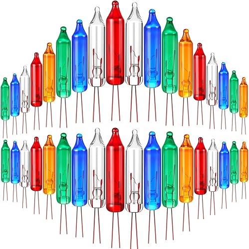 Miniatura 7 de Mudder 60 unidades de 2.5 V Navidad 50100150200 unidades, mini luces incandescentes de alambre de repuesto, bombillas de repuesto para interiores y