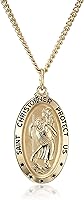 Vista 1 de Tienda Collection Oval Saint Christopher Medal Necklace with Rhodium Plated Stainless Steel Chain, 20