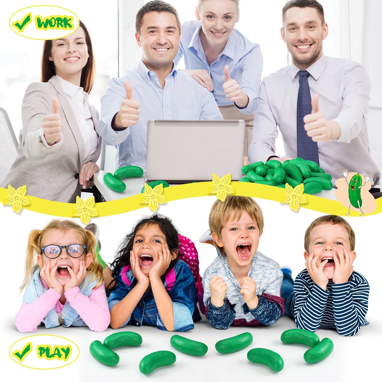 HyDren 10 Pcs Pickle Stress Balls Bulk Employee Appreciation Gifts Fun Pickle 4.72" Squeezable Stress Relief Foam Balls Thank You for Teacher Coworker Team Volunteer Staff