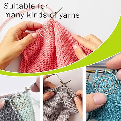 Miniatura 4 de 10 agujas de tejer en espiral con caja de almacenamiento, aguja de tapiz, aguja de cable en espiral, accesorios para tejer para principiantes (oro y