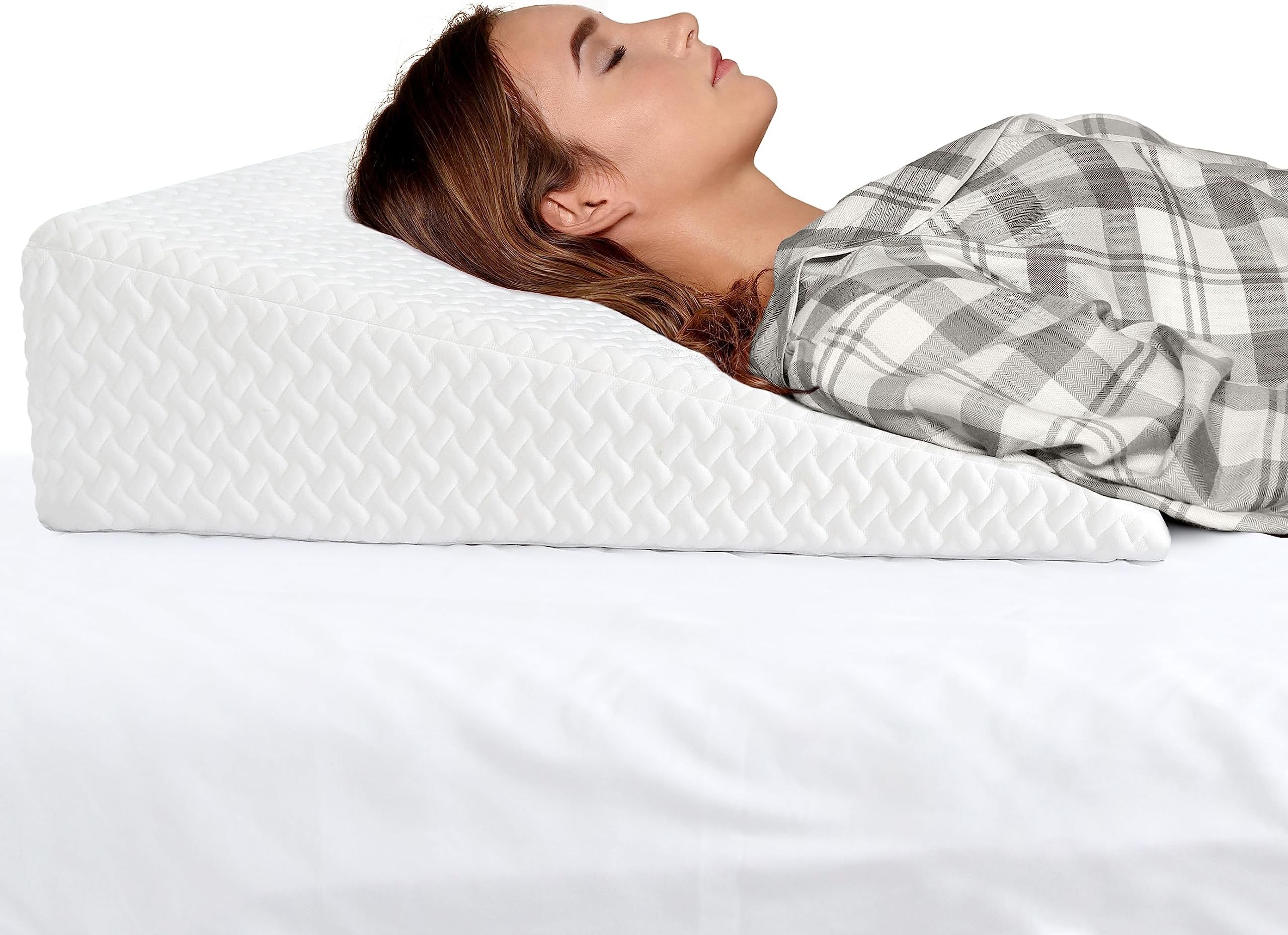 Milliard Orthopedic Wedge Pillow, Memory Foam Support Bed Wedge for Sitting and Reading, Helps with Acid Reflux, GERD, Back/Leg Pain, and Pressure Relief - Washable Cover