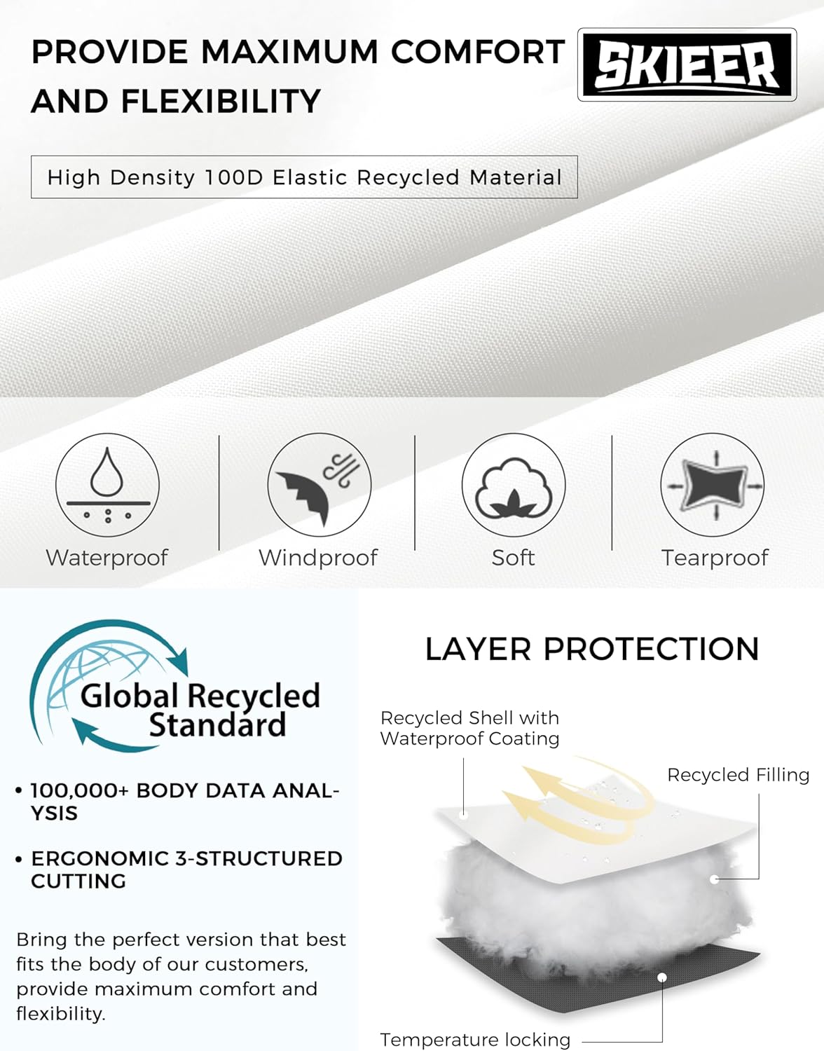 Skieer Men's Waterproof Ski Jacket Winter Snow Coat Windproof Snowboarding Jackets Warm Raincoat - Image 4