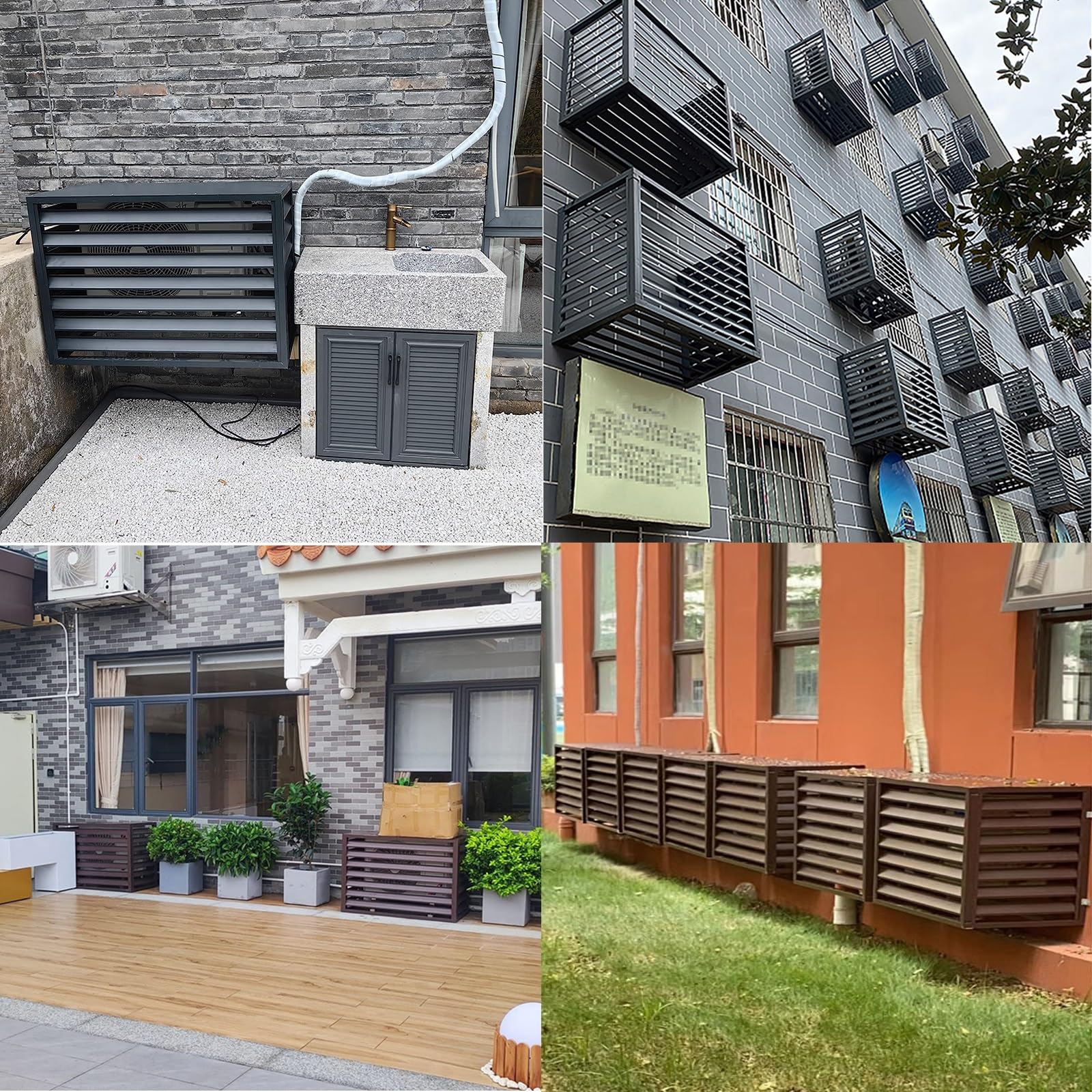 Klimaanlagen Abdeckung Aus Aluminium,Cover Schutzgitter Für Wärmepumpen,Abdeckung Klimaanlage Außengerät,Schutzgehäuse Aus Klimageräte Oder Wärmepumpe,Zum Verstecken Und Schutz Ihrer Klimaanlage (Col