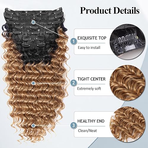 Miniatura 9 de MEEPO Extensiones de cabello rizado con clip de color rojo vino para mujeres negras, extensiones de cabello natural grueso de onda profunda,