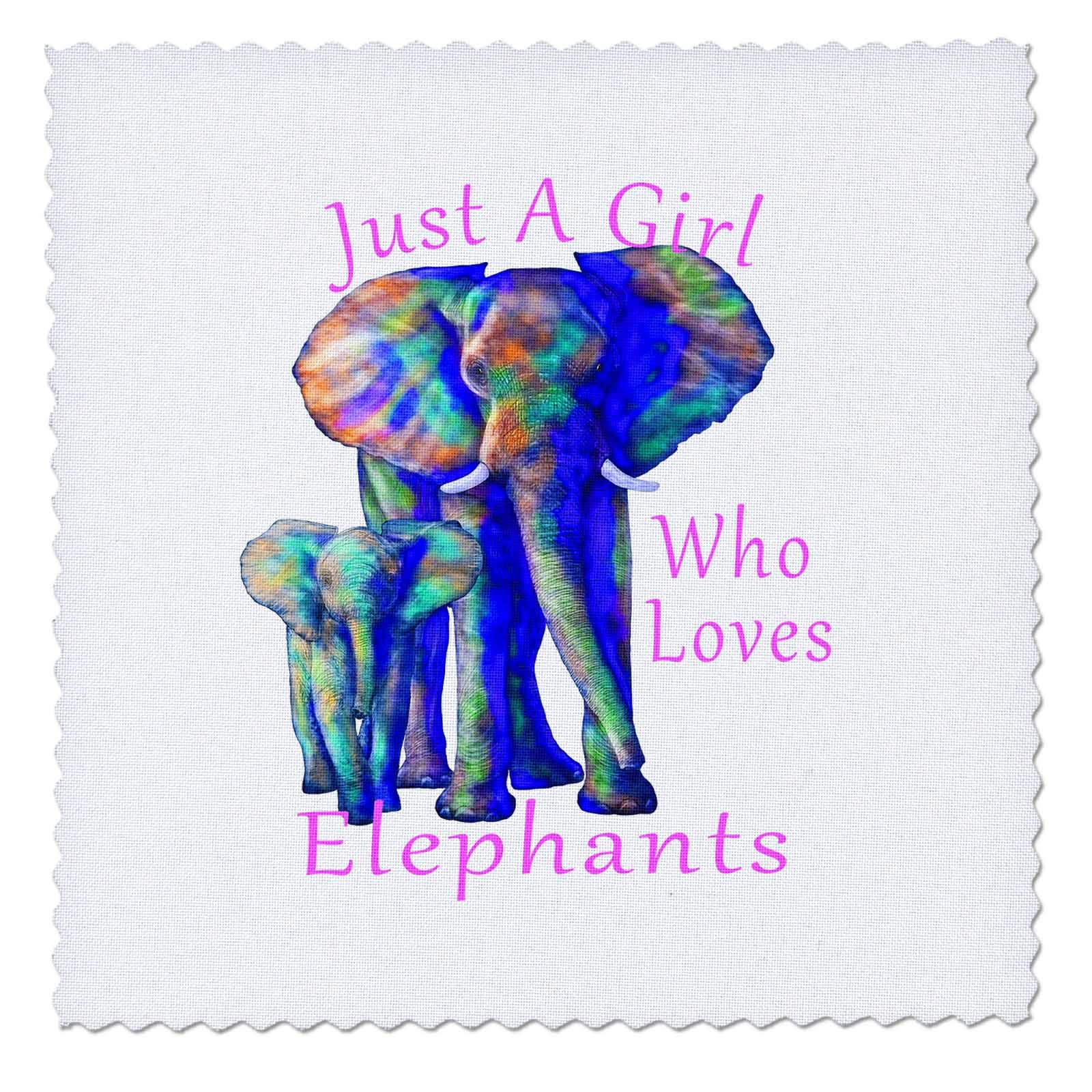 20x20 inch Quilt Square - Just a Girl who Loves Elephants, Save The Elephants with Baby. Creative Studios – Elephants