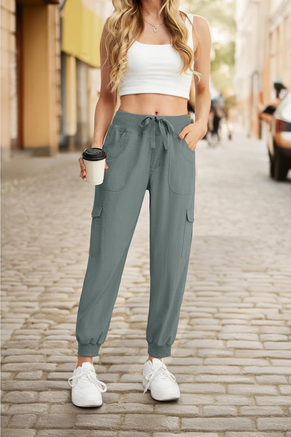 GRECERELLE Casual Walking Cargo Trousers Women Summer Hiking Pants for Ladies UK with Elastic Waist Cuffed Ankles and 6 Pockets Ideal for Outdoor Streetwear 3 81YOQandEqL. AC SL1500