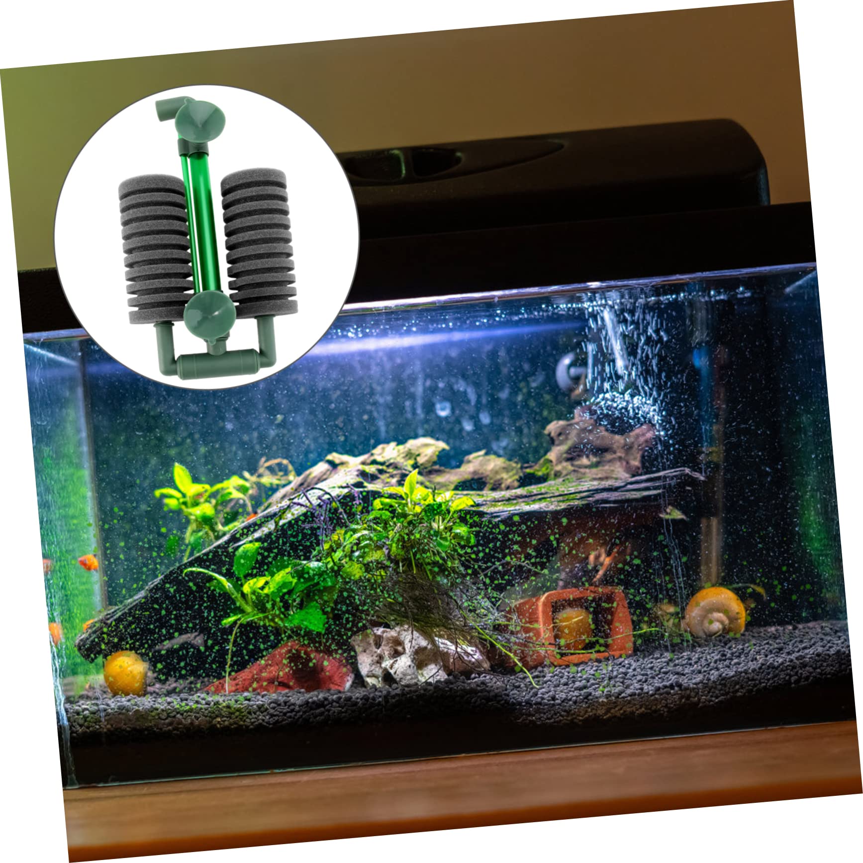 POPETPOP 3stücke Biochemischer Aquarienfilter Mit Doppel-Schwamm Leise Wasserpumpe Für Belüftung Im Aquarium Geeignet Für Fisch Und Schildkrötenbecken