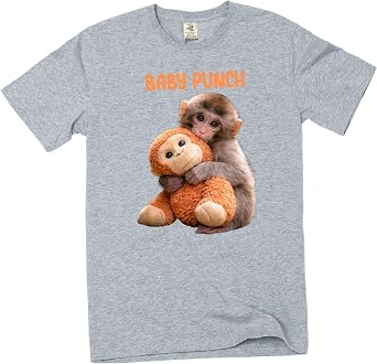 Silk Road Tees Punch Monkey Cute Viral Japan Zoo T-Shirt Baby Punch Tee Shirt