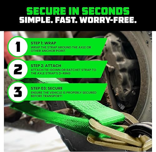 Miniatura 5 de Rhino USA Correas de amarre para ejes, inspeccionadas en laboratorio, resistencia a la rotura de 11,128 libras, mangas protectoras resistentes y