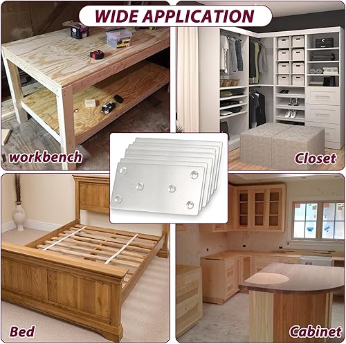 Miniatura 7 de 50 placas planas de reparación, 3-18 pulgadas, 304 placas rectas de acero inoxidable de alta resistencia, soporte recto de metal para estantes,