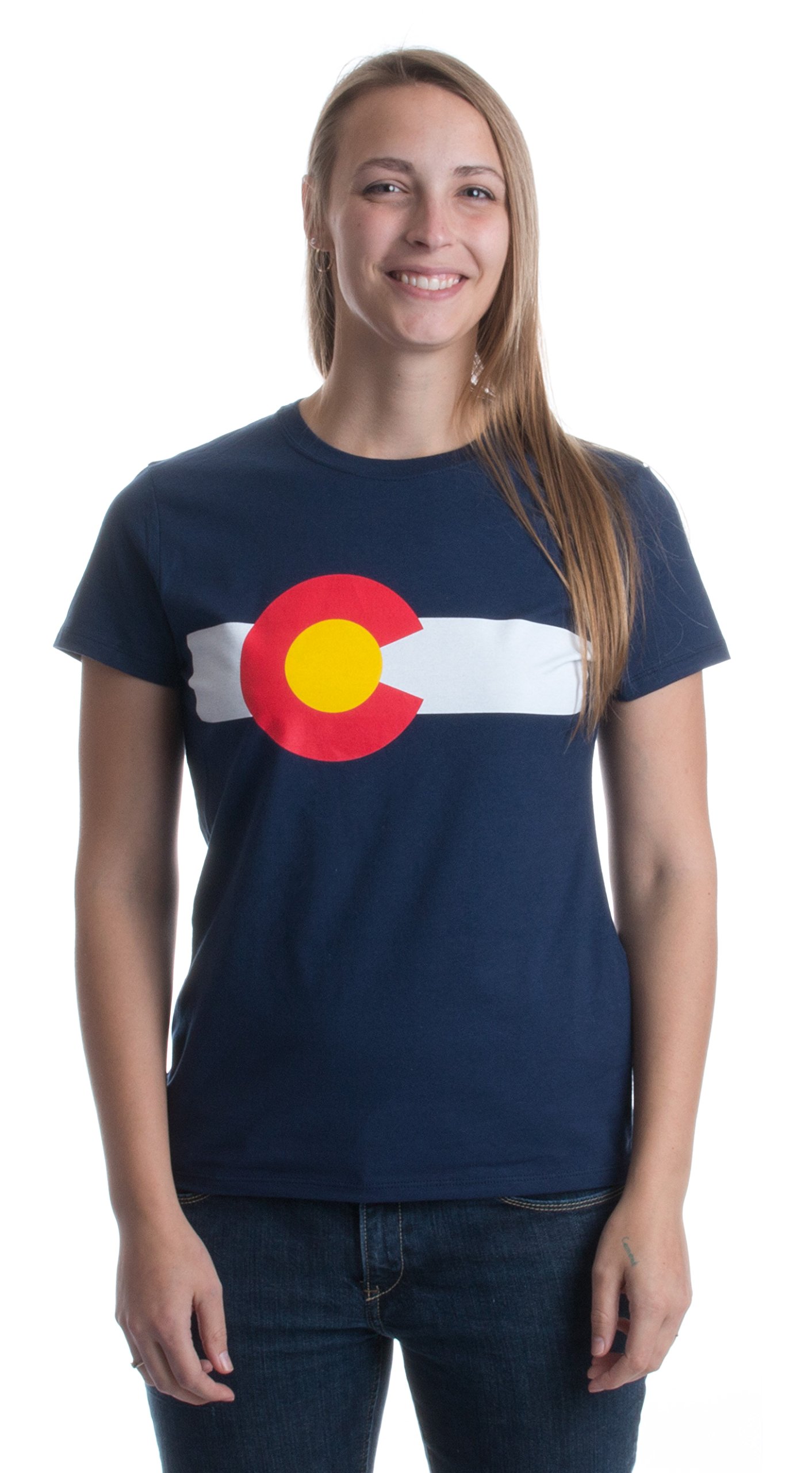 Ann Arbor T-shirt Co.Colorado State Flag | Coloradan Rocky Mountain Pride CO Flag Ladies' T-shirt-Ladies,XL