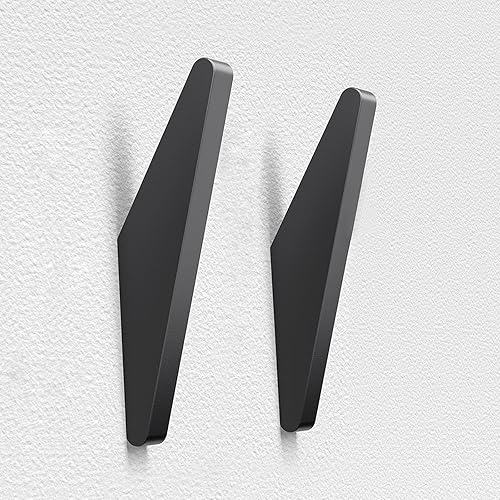 Paquete de 2 ganchos de pared de metal, ganchos minimalistas para abrigos, color negro mate, simple, moderno, fácil de instalar, montaje en pared,