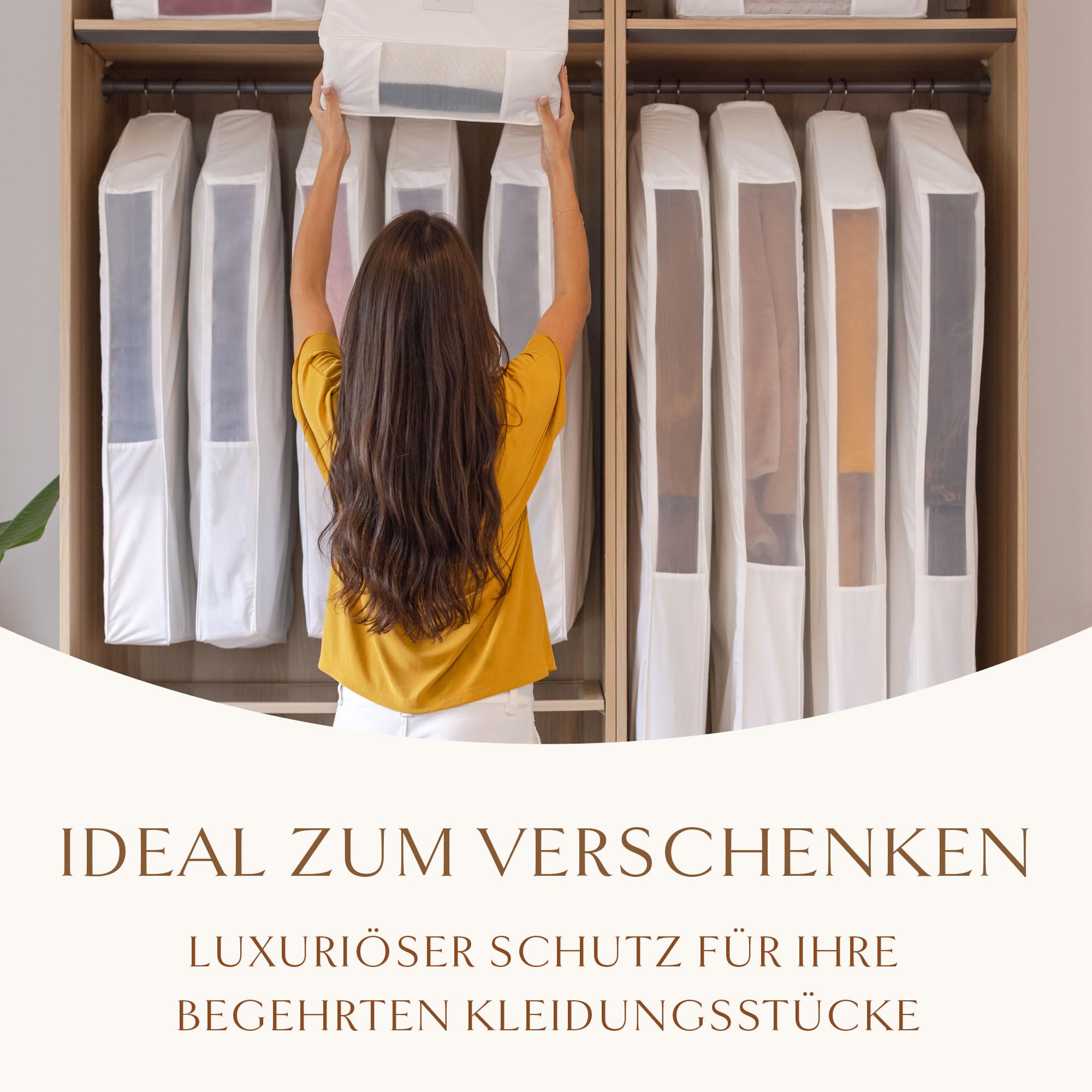 Hayden Hill Luxuriöser Kleidersack für Anzüge aus Bio-Baumwolle – Lang 147 cm – Mottenresistente Kleiderschutzhülle mit Reißverschluss – für Mäntel, Kleider und Abendkleider – Klimaneutral