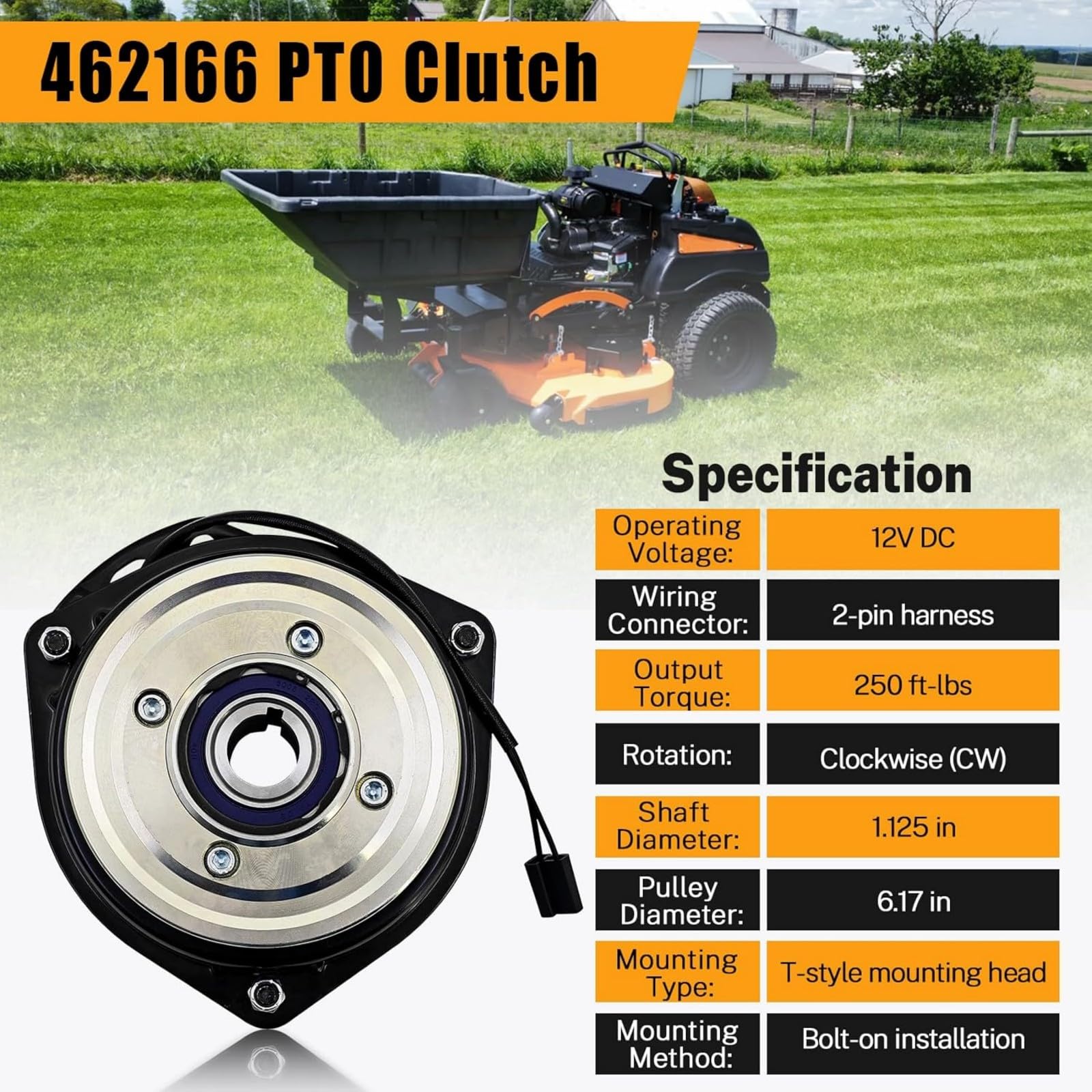 Embrague eléctrico PTO compatible con cortacéspedes Scag 462166 V-Ride