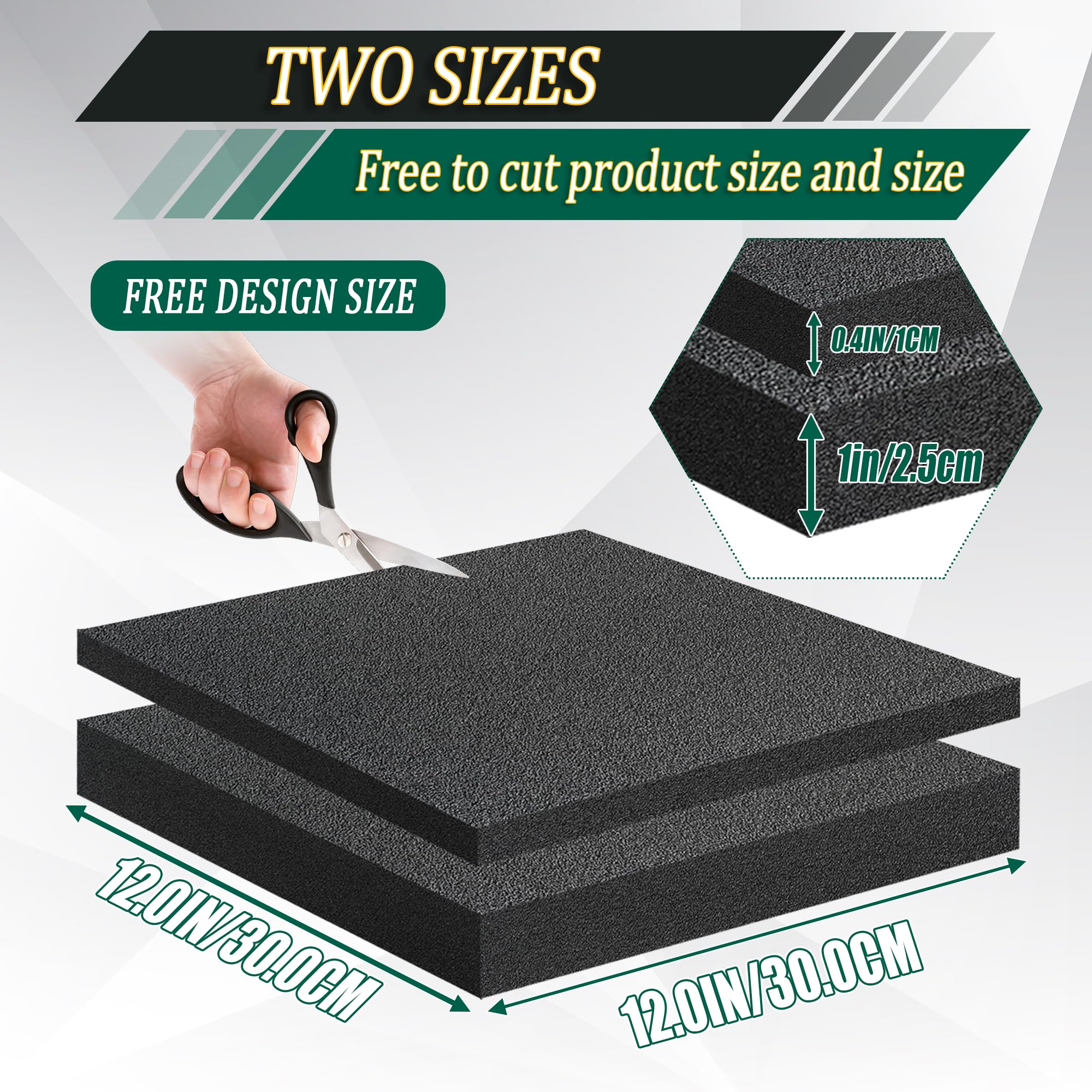 Polyethylen-Schaumstoff-Pads zum Verpacken von Schaumstoffplatten, 2 Größen, zuschneidbar, hochdichte Polstereinsätze, Schutzschaum für Verpackungen und Handwerk, 30,5 x 30,5 x 1 cm, 8 Stück