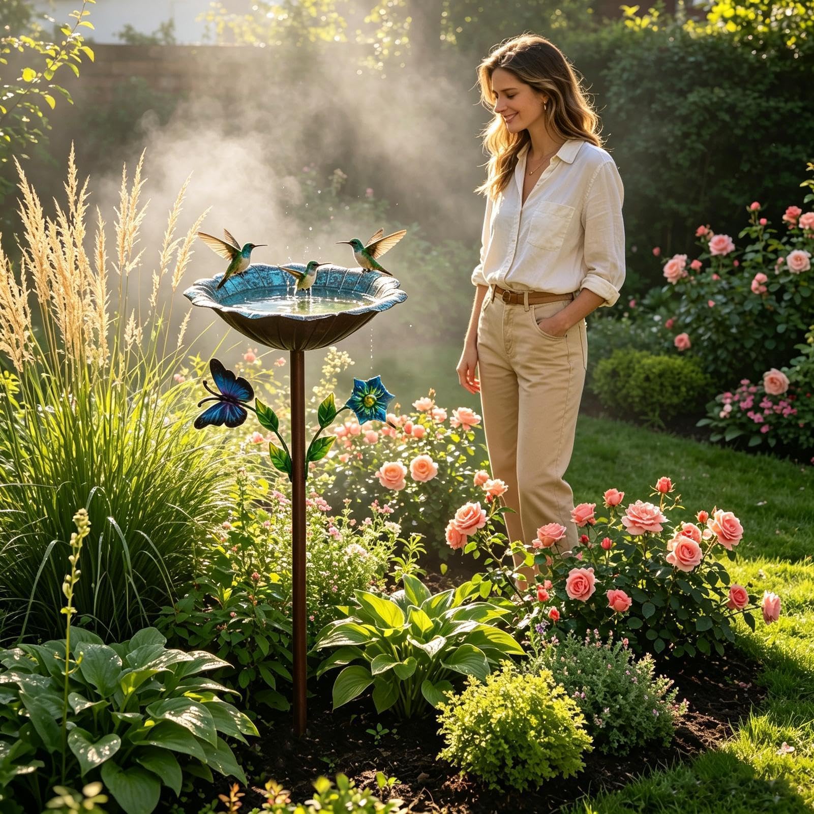 Bain d'oiseaux avec Piquet Et Bol d'eau Amovible
