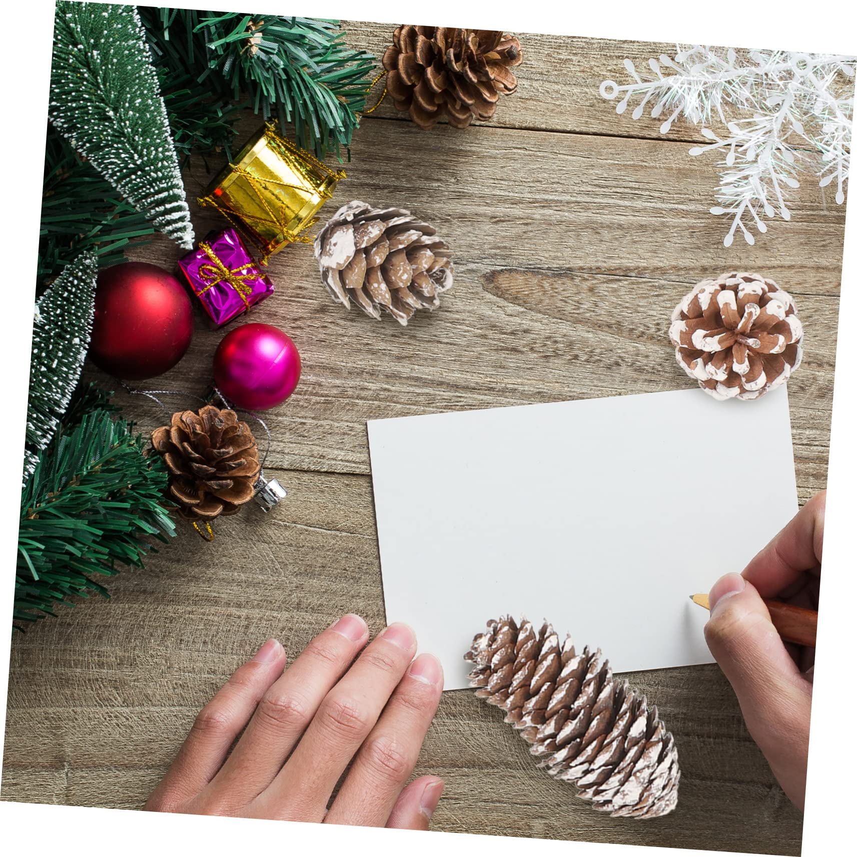 Hohopeti Flocked Pine Cones Christmas Tabletop Decor Bulk Pinecone Ornaments DIY Decorations