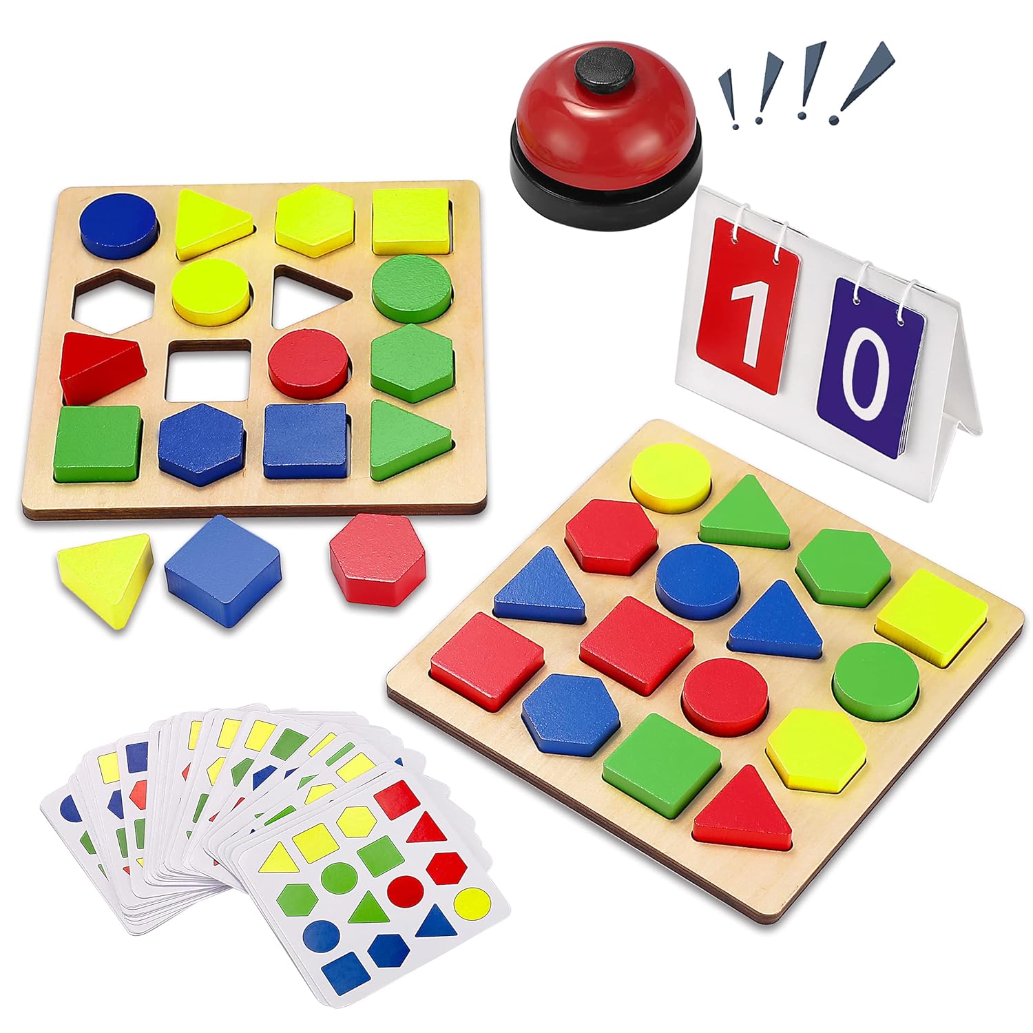 Tmgooyier Children Puzzles Geometric Shape Quick Matching Board, Wooden