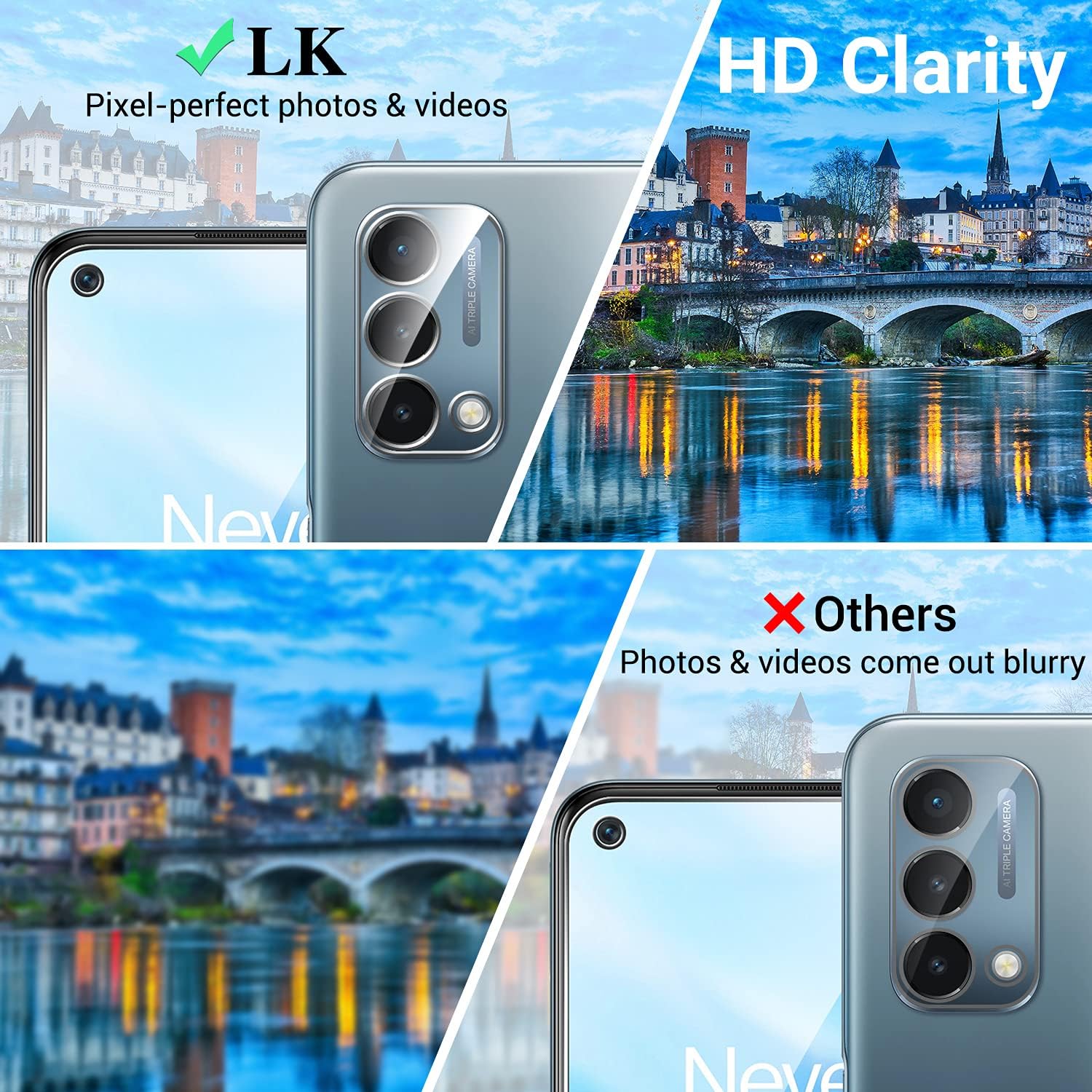 LK [4 Pack 2 Pack Screen Protector for OnePlus Nord N200 5G + 2 Pack Camera Lens Protector, 9H Tempered Glass Screen Protector with Alignment Frame, Scratch-Resistant, Anti-Fingerprint, Smooth-Touch