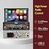 Pyle Radio de auto de 7" de una sola DIN | Apple CarPlay y Android Auto, pantalla táctil IPS abatible de 7 pulgadas, Bluetooth, cámara de reversa 1080p, AM/FM, USB, 240 W | Unidad principal de una sola DIN 7