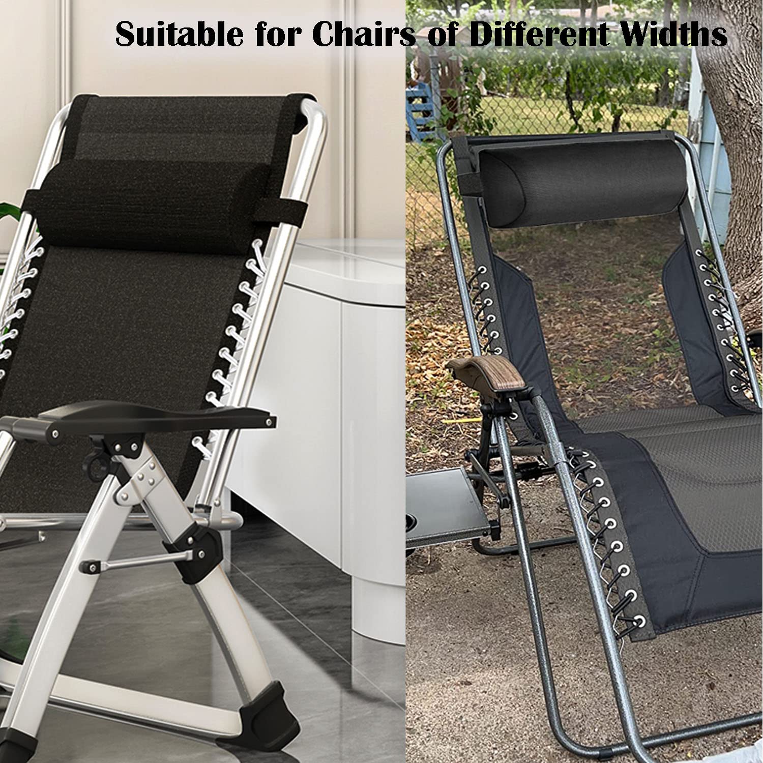 Almohada para la cabeza para silla de gravedad cero, silla reclinable, cojín grande de gravedad cero con banda elástica ajustable, almohada reclinable suave para interiores y exteriores 5
