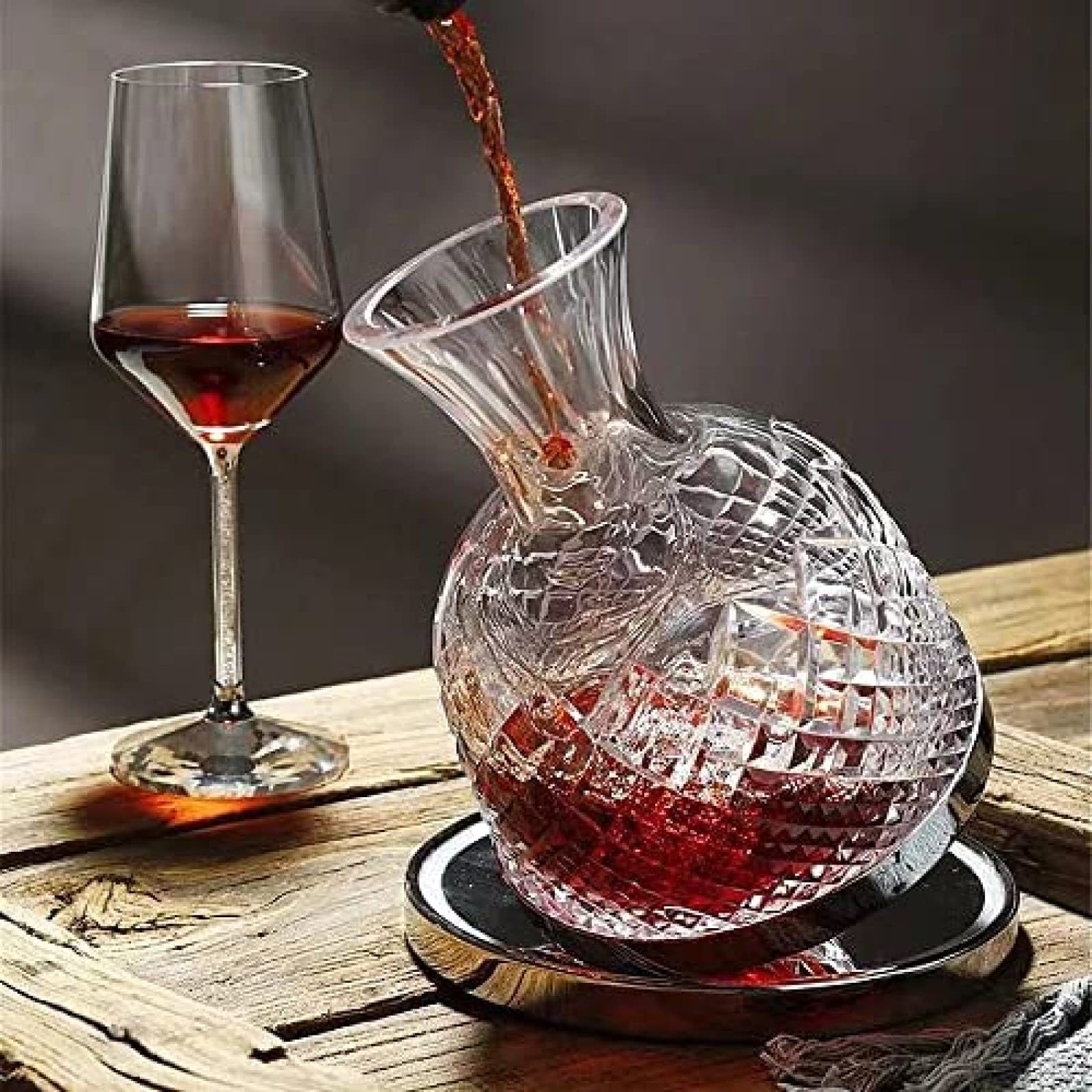 Jarra decantadora de vino, aireador de vino tinto giratorio, recipiente de cristal sin plomo para los amantes del vino, perfecto para airear y mejorar el sabor
