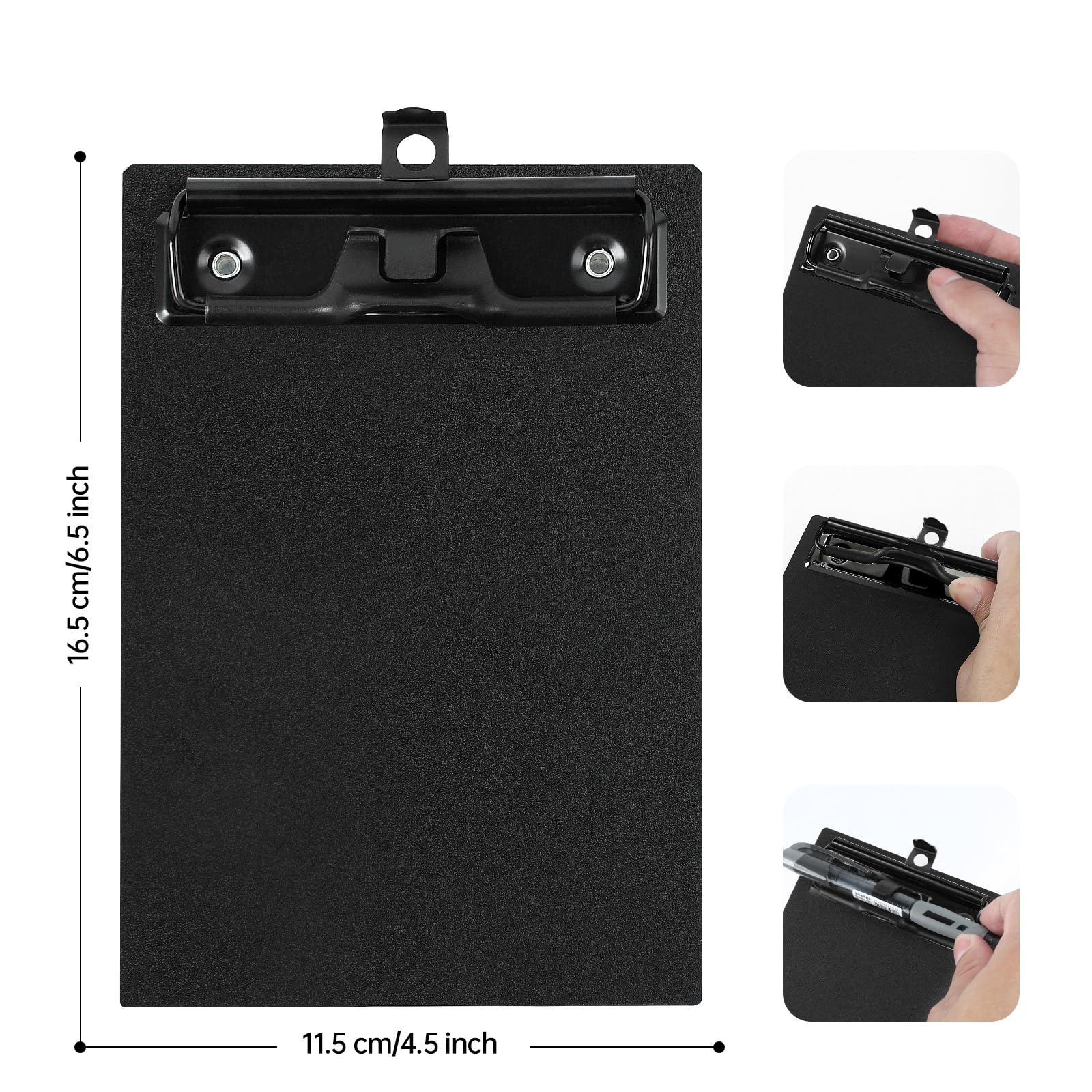 FRETONBA Portapapeles A6 Mini, 2 Piezas Carpeta Portadocumentos con Pinza y Lazo para Colgar Retráctil, Porta Documentos para Guardar Papel, Clipboard para Oficina, Restaurante, Aula, Negro