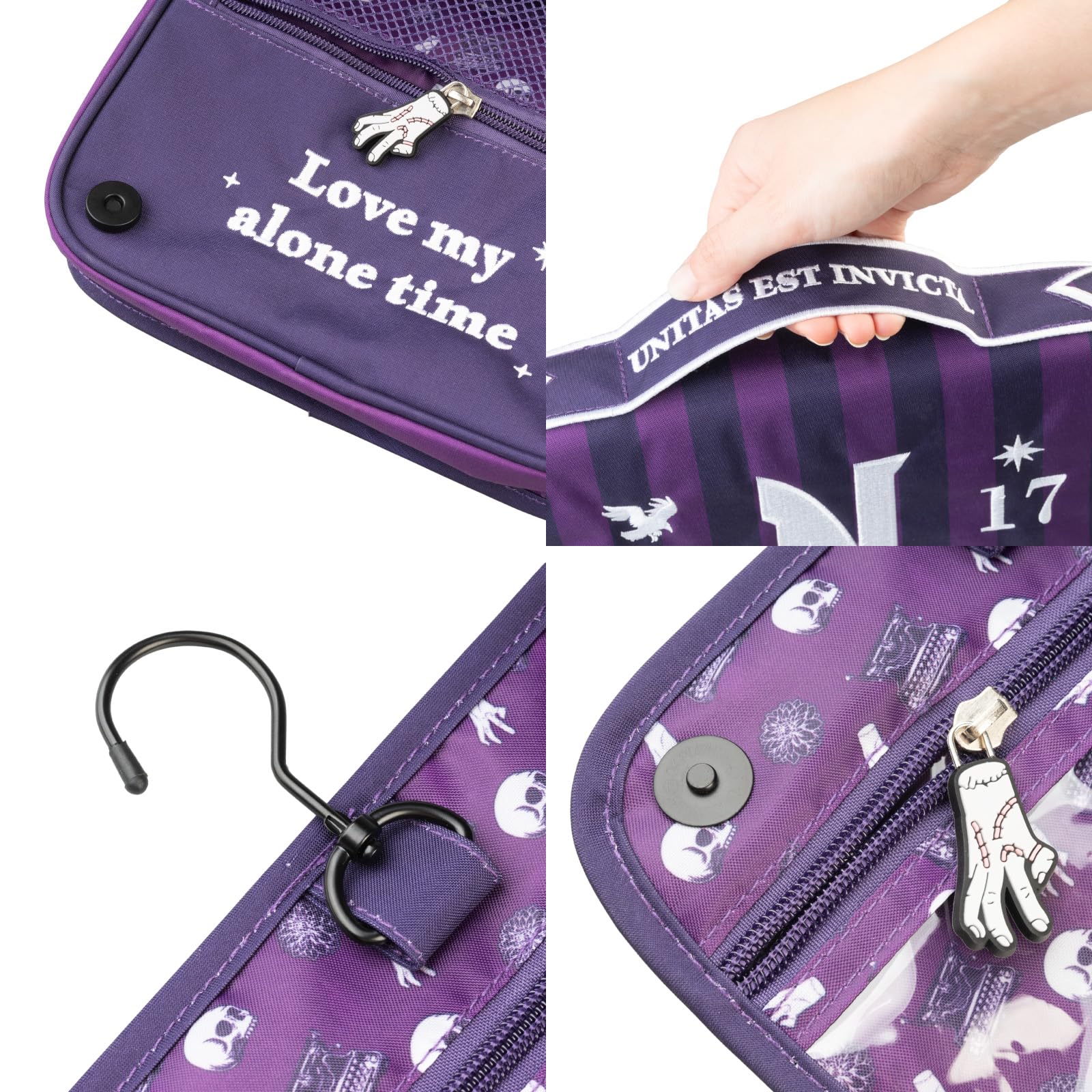 Grupo Erik Hanging Toiletry Bag - Wednesday Addams Gifts | Travel Toiletry Bag Waterproof With Hook, Cosmetic Bags Makeup, Travel Organiser Toiletries Bag | Wednesday Gifts Under 20 Pounds