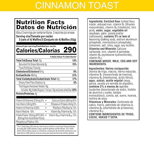 Miniatura 2 de Eggo Minis - Bocaditos de gofres congelados, desayuno congelado, comida para desayuno, tostada de canela, caja de 10.75 onzas (10 waffles)