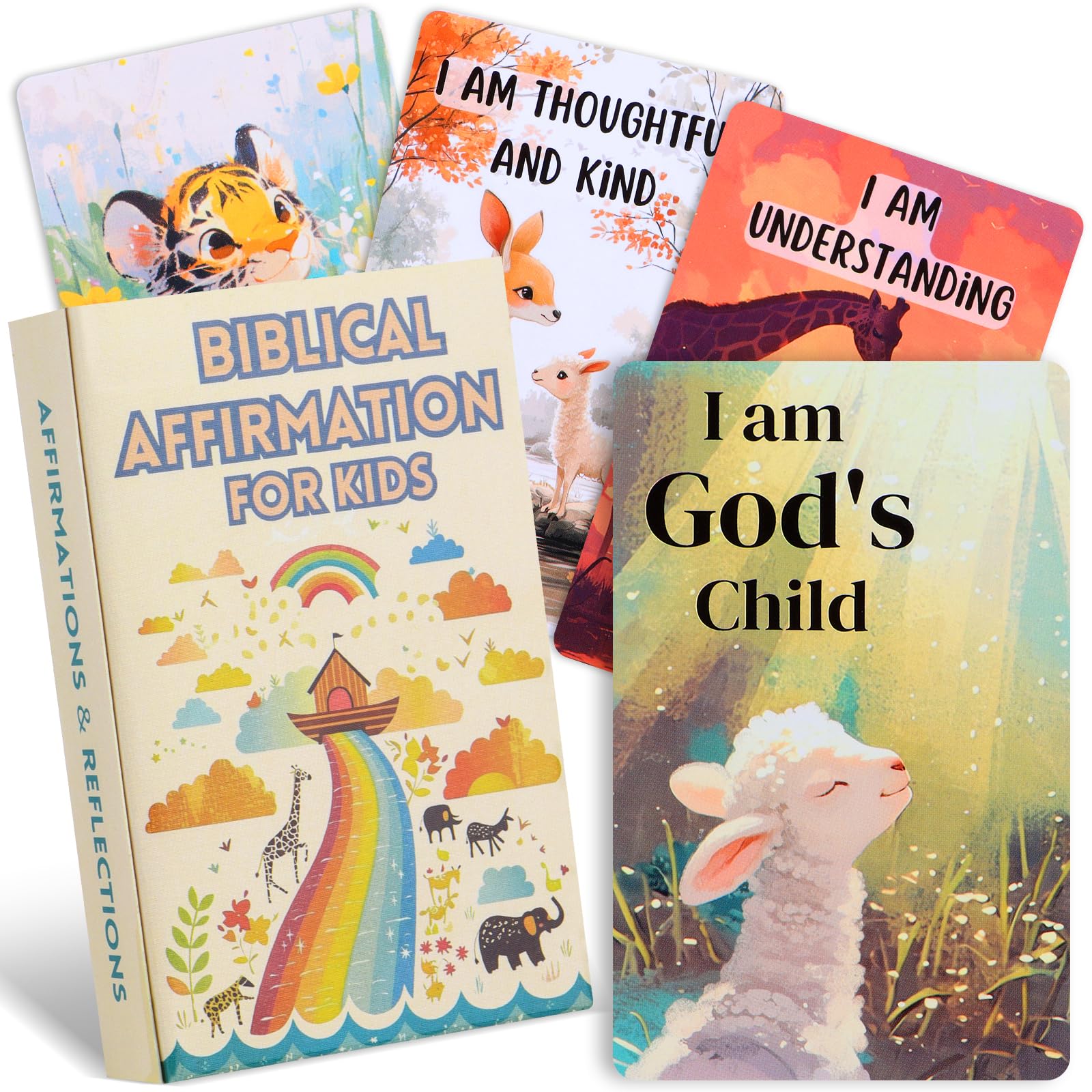 UHillMinerva Christian Biblical Affirmation Cards for Kids - 52 Themed Scripture Cards with Family Discussion Questions | Daily Devotional & Bible Memory Tool | Inspirational Faith Gifts