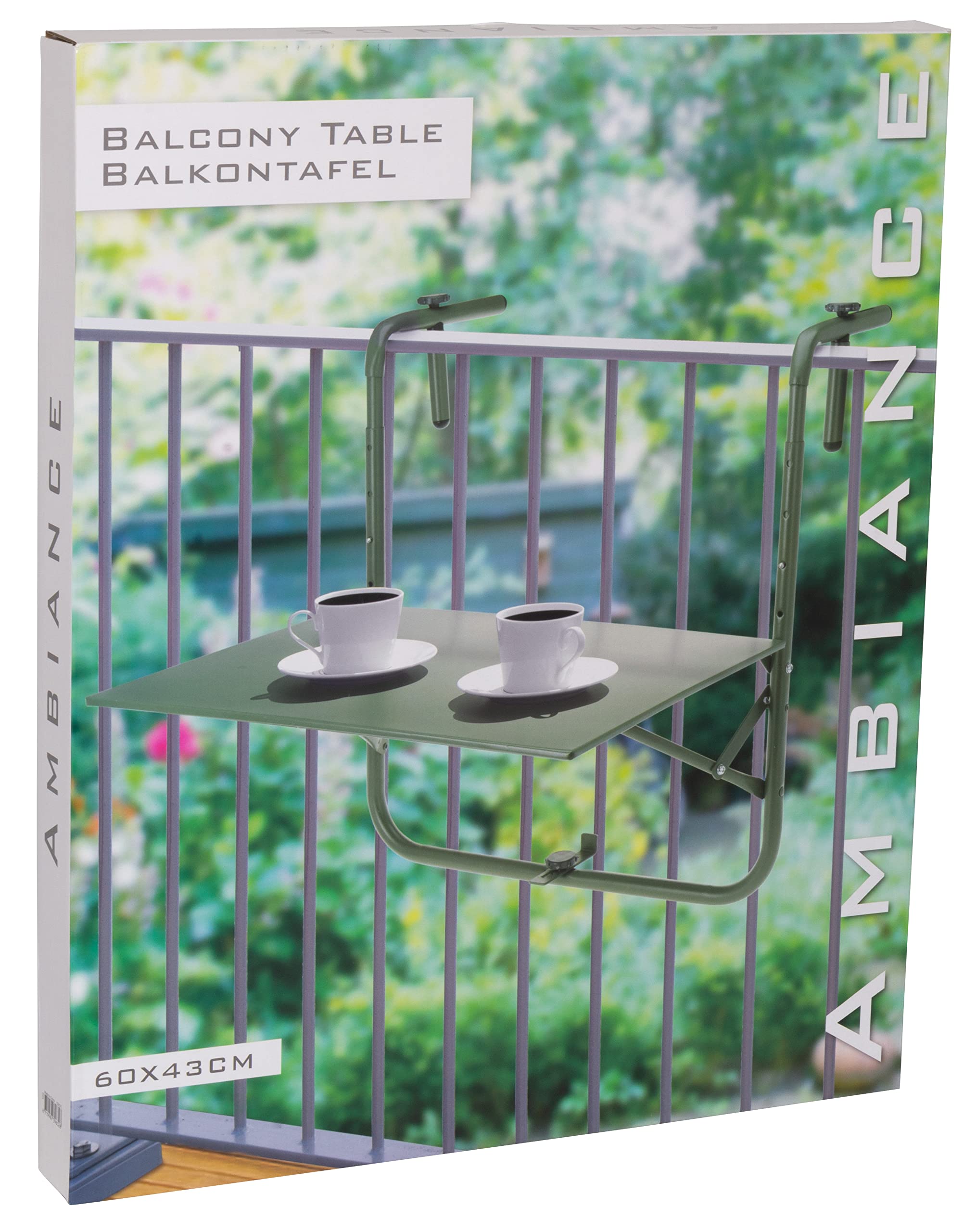Hängender Balkontisch Klappbar 60x40 cm Wetterfest Campingtisch zum Einhängen (1 Stück, grün)