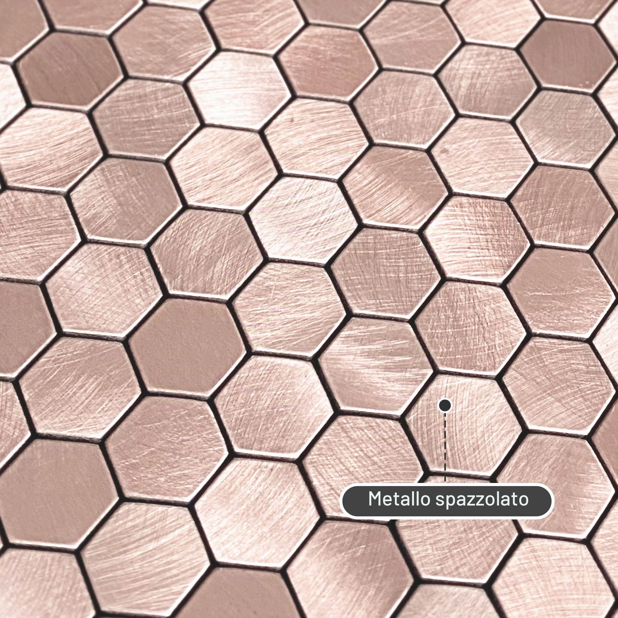 BeNice Piastrelle Esagonali Adesive Mosaico Metalliche Rosa 10pezzi