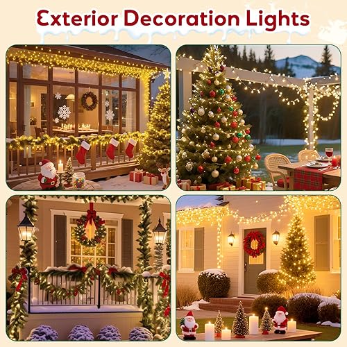 Miniatura 3 de Hishine Luces de Navidad para exteriores, 82 pies, 1000 LED, tira de luces para interiores, 8 modos, impermeable, enchufable, luz de árbol de