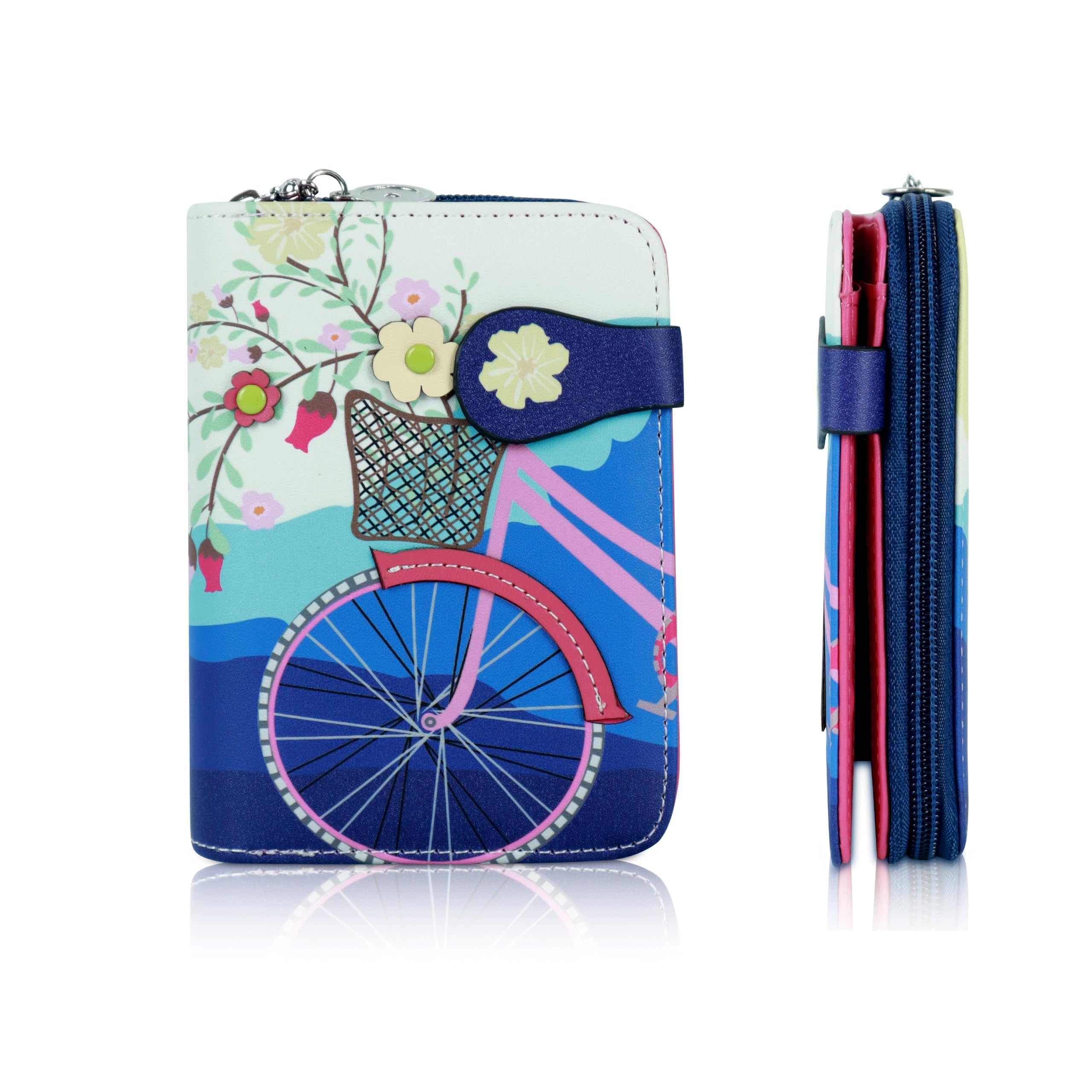 Small Wallet for Women, PU Leather Printed Mini Zipper Wallet for Girls, Credit Card Holder Organizer Coin Purse for Girls-image-24