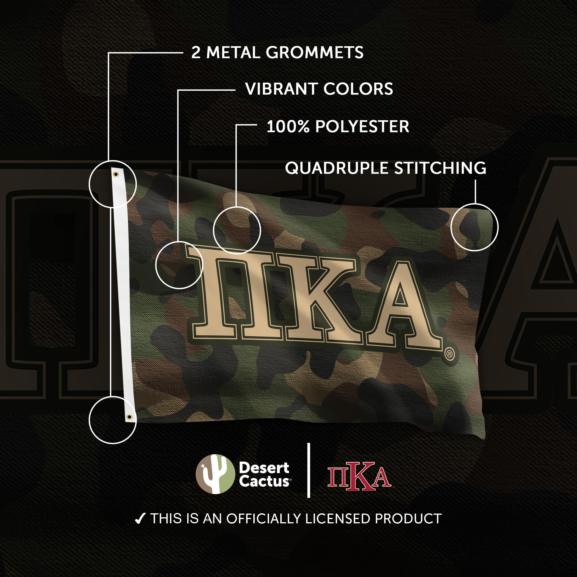 Pi Kappa Alpha Camo Flagge – 3x5 Fuß, Polyester, Für Fraternity Deko