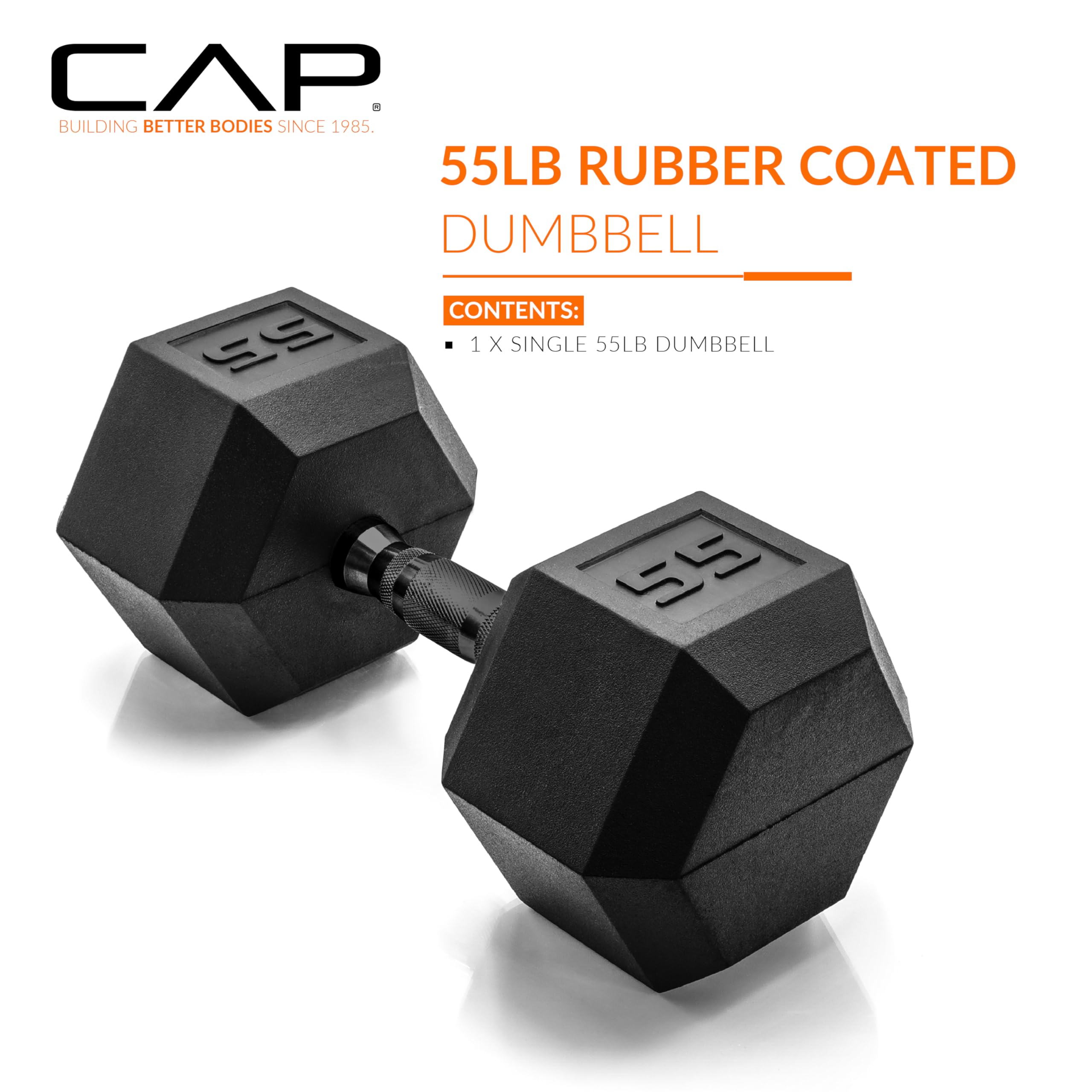 Rubber Coated Dumbbell Weights, Free Weights for Home Gym Strength Training, Anti-Roll Hex Dumbbells with Black, Chrome & Comfort Grip Handles, Singles