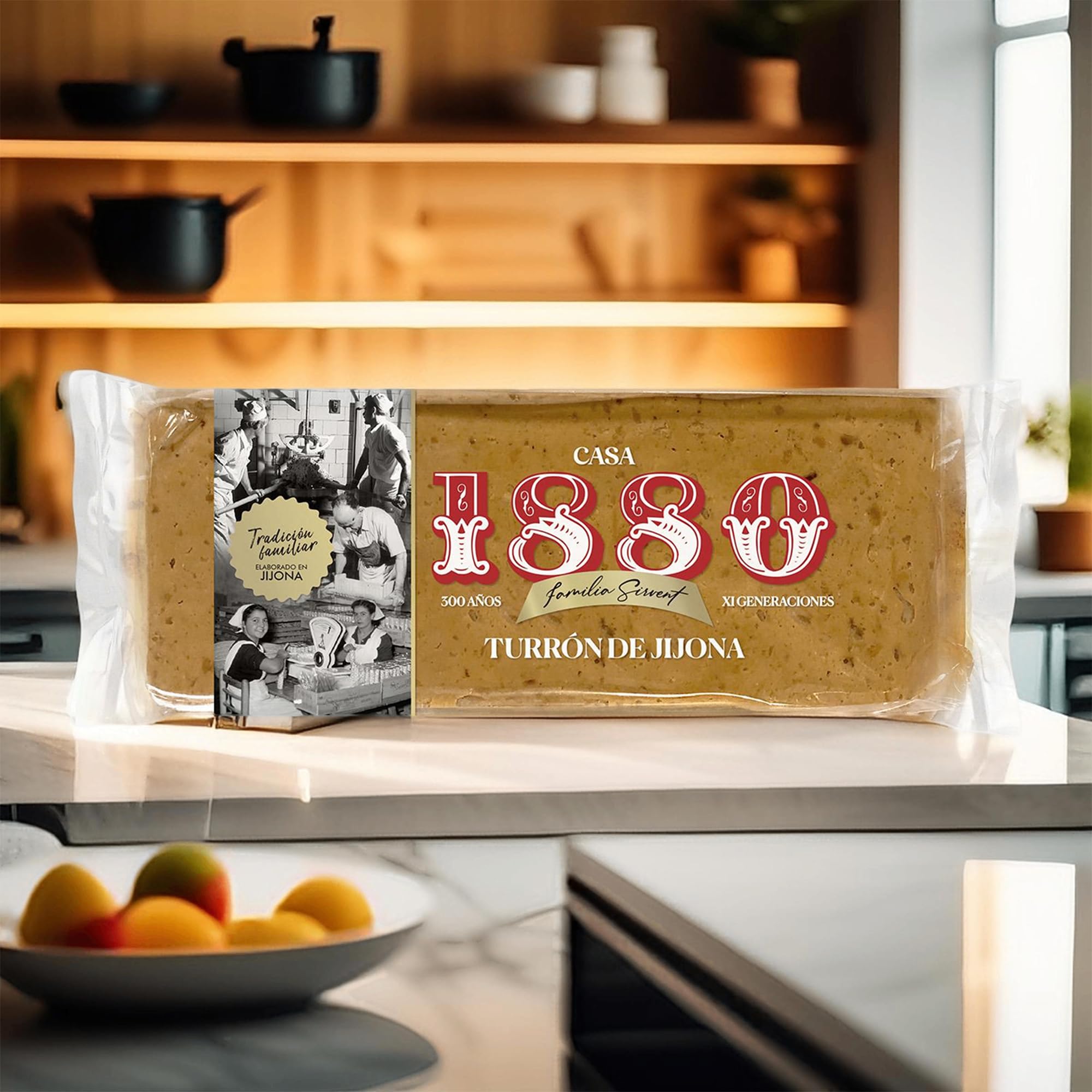 1880 - Turrón de Jijona "Rilsan" 300g, Tableta con Almendras Seleccionadas y Miel, Textura Cremosa, Calidad Suprema, Turrón clásico, Artesanal, Receta Tradicional, Colección, Regalo Navideño