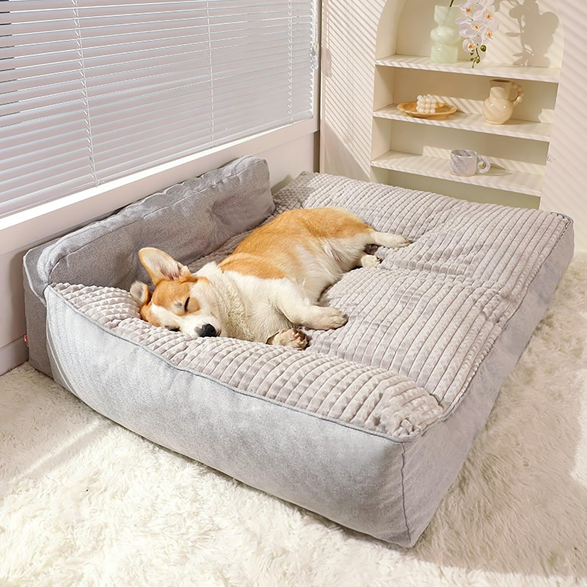 Cama for medianos perros grandes, Cama Perro Impermeable Lavable con Espuma Viscoelástica, cojin gato, Sofá Perro Ortopedica Desmontable, Gris, 120 x 90 x 25 cm ( Color : Gray , Size : 120x90x25cm )