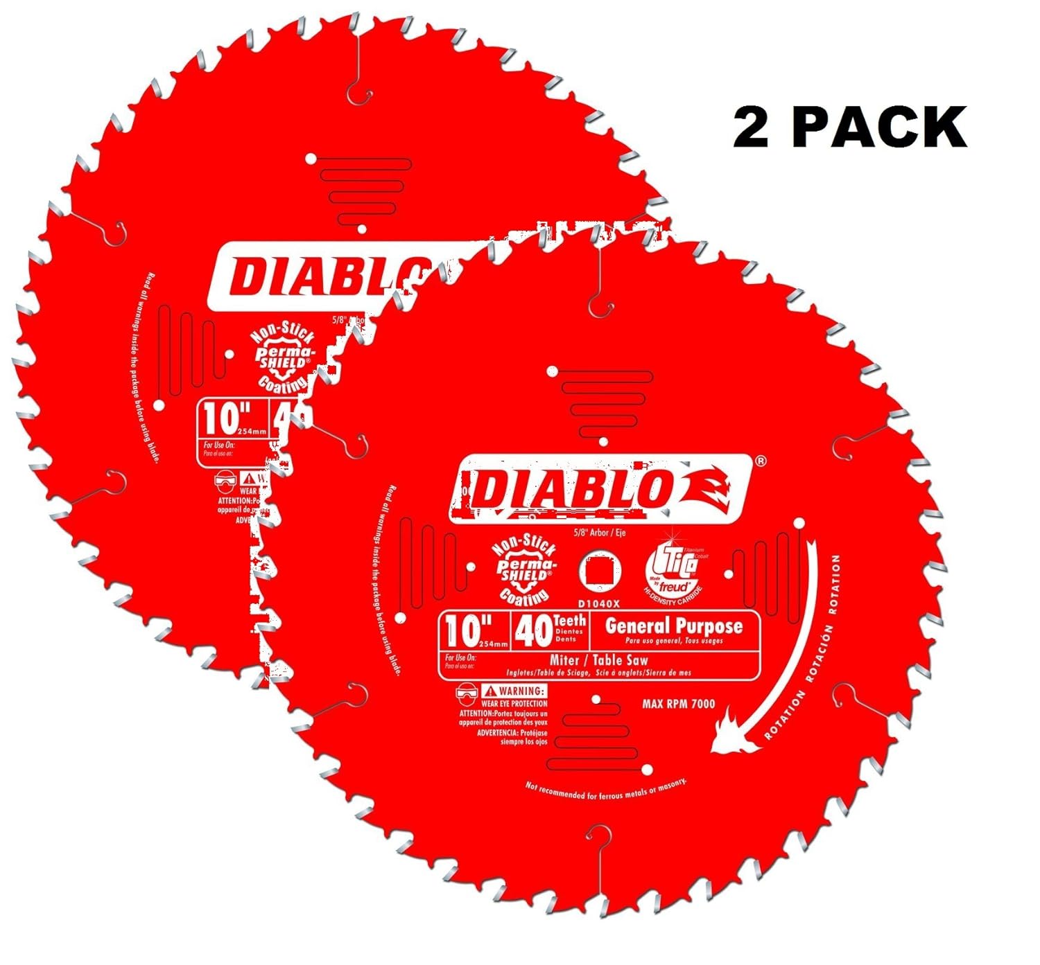 Freud D1040X Diablo 10-In 40-Tooth ATB General Purpose Saw Blade with 5/8-Inch Arbor and PermaShield Coating 2 PACK