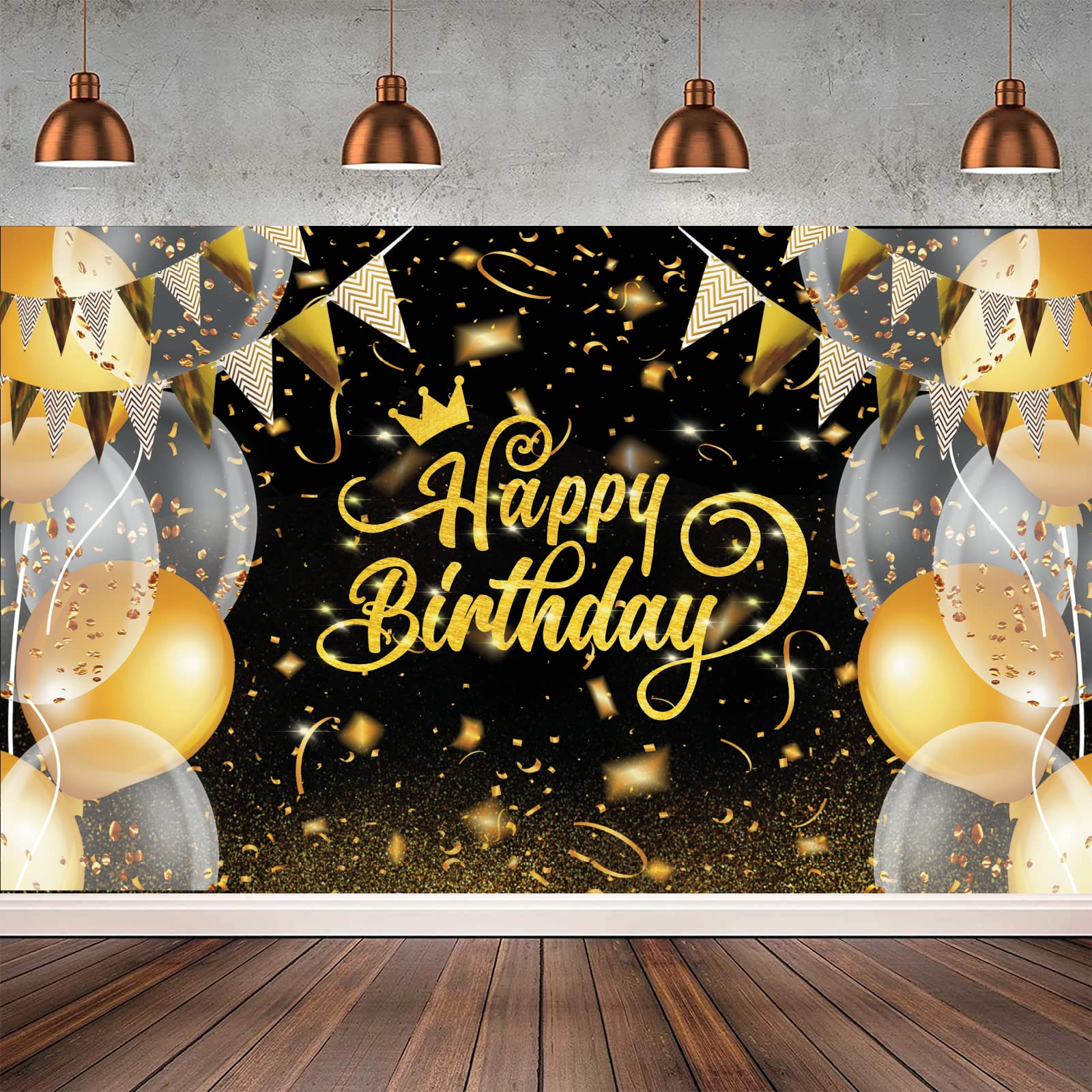 Décorations D'anniversaire 10e Anniversaire Garçons Et Filles Noir Et Doré Bannière Happy Birthday 18 Ballons Confettis 10e Anniversaire Fournitures De D'anniversaire Pour Enfants De 10 Ans Décoration