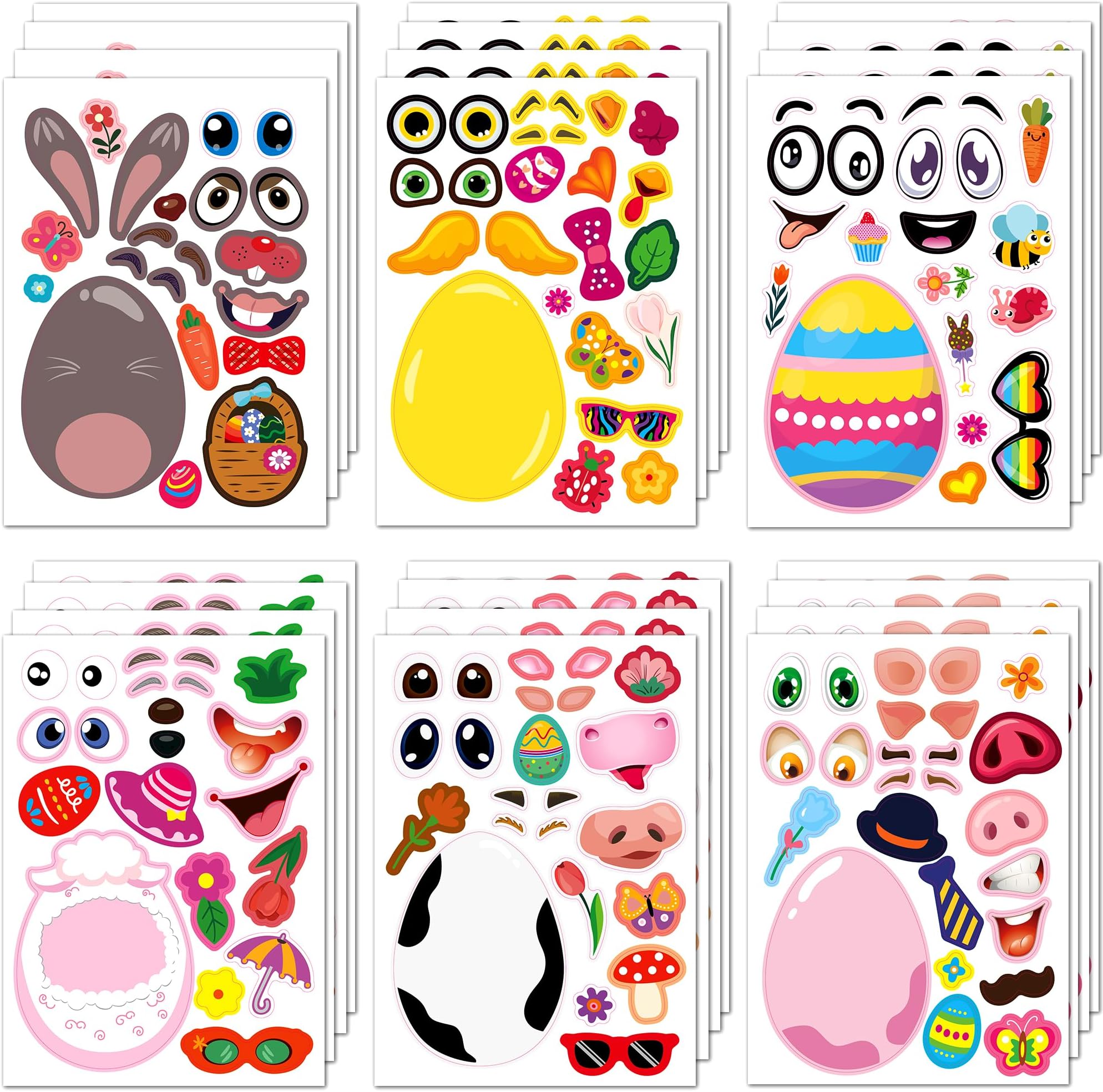 4 Sets Easter Reusable Sticker Books for Kids 24